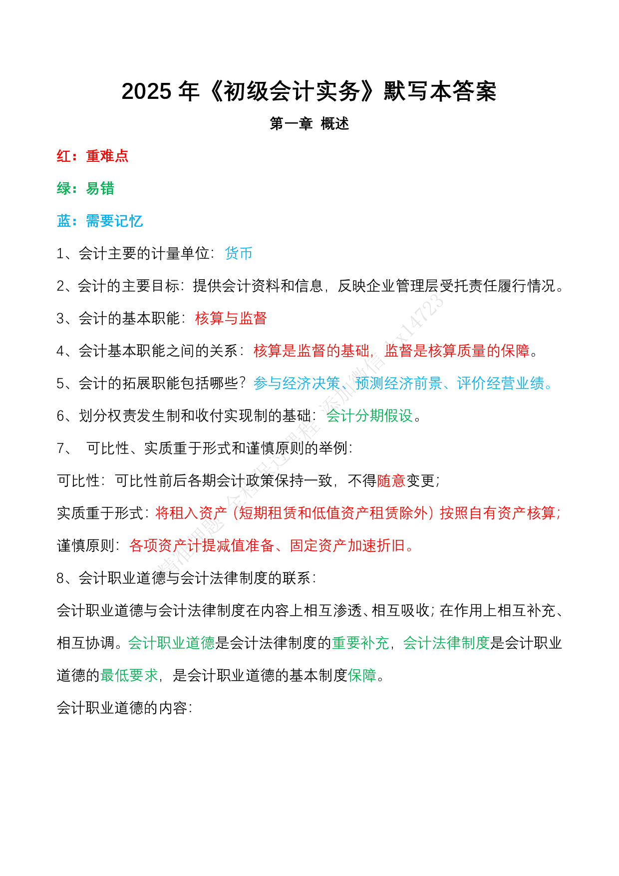 2025 年《初级会计实务》默写本答案.pdf 第1页