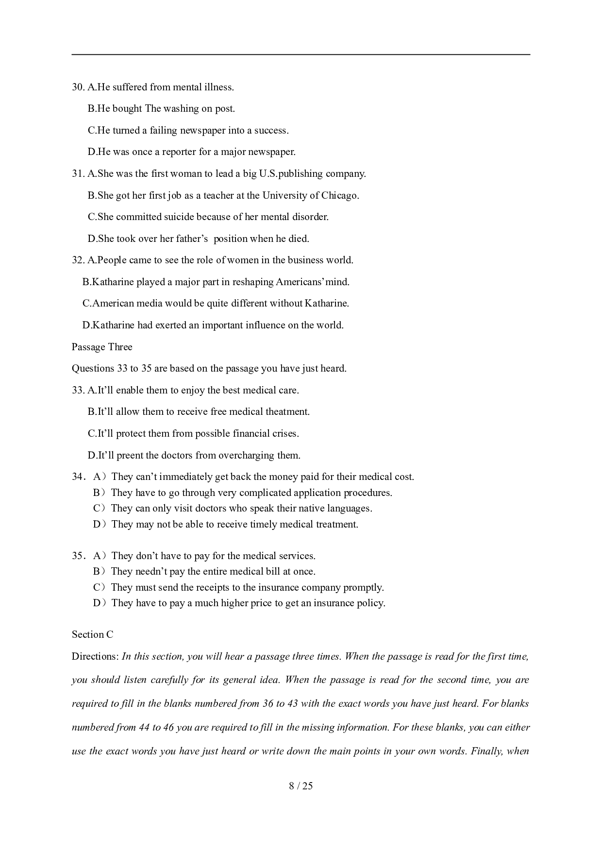 2007年12月英语四级真题及答案 .doc 第8页