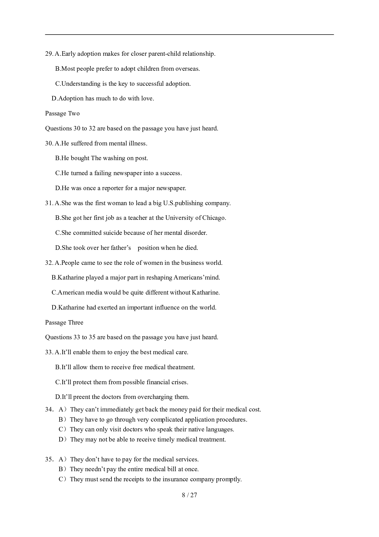 2007年12月英语四级真题及答案（推荐打印）❤  .pdf 第8页