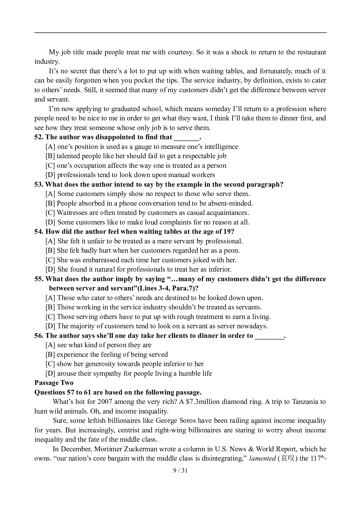 2007年12月英语六级真题及答案.doc 第9页