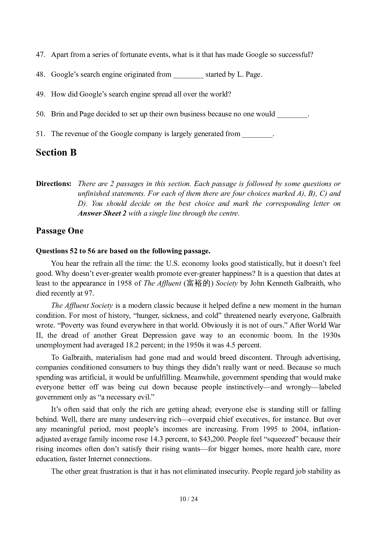 2007年6月英语六级真题及答案.doc 第10页
