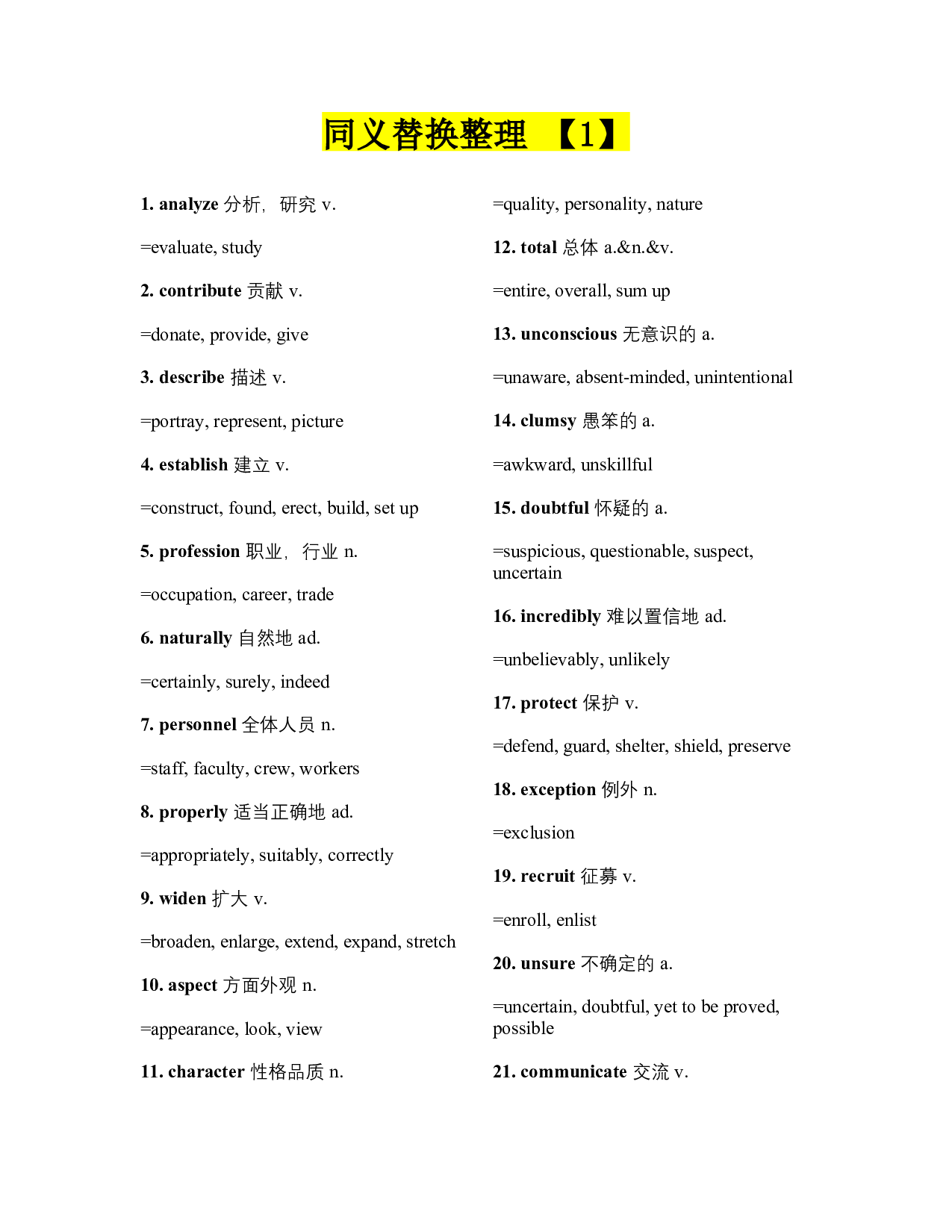 大学英语四六级同义替换-适用听力阅读.docx 第1页