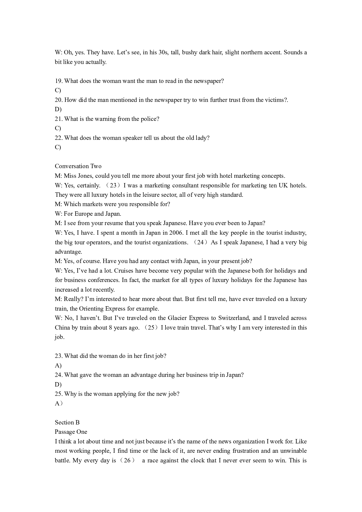 2008年6月英语四级考试真题解析+听力原文.docx 第3页