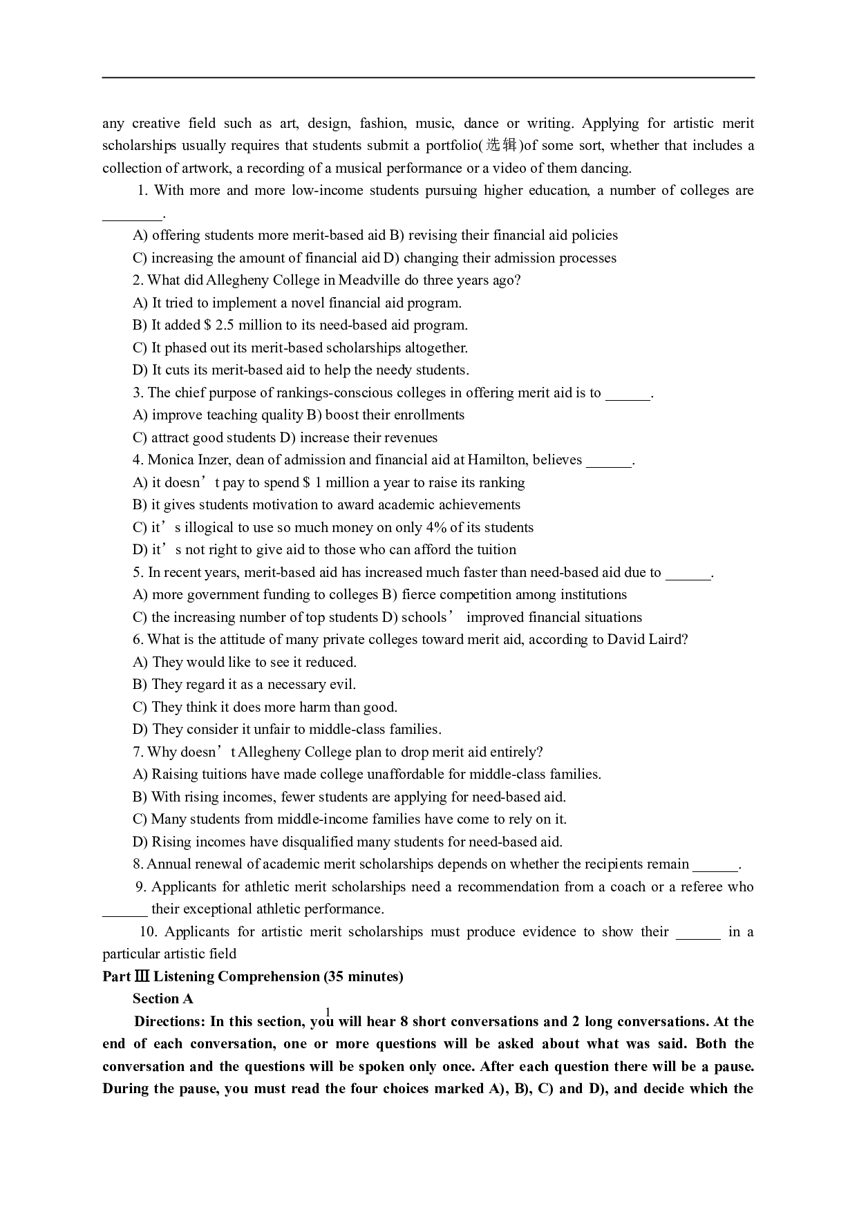 2009年12月大学英语四级真题及答案解析.doc 第3页