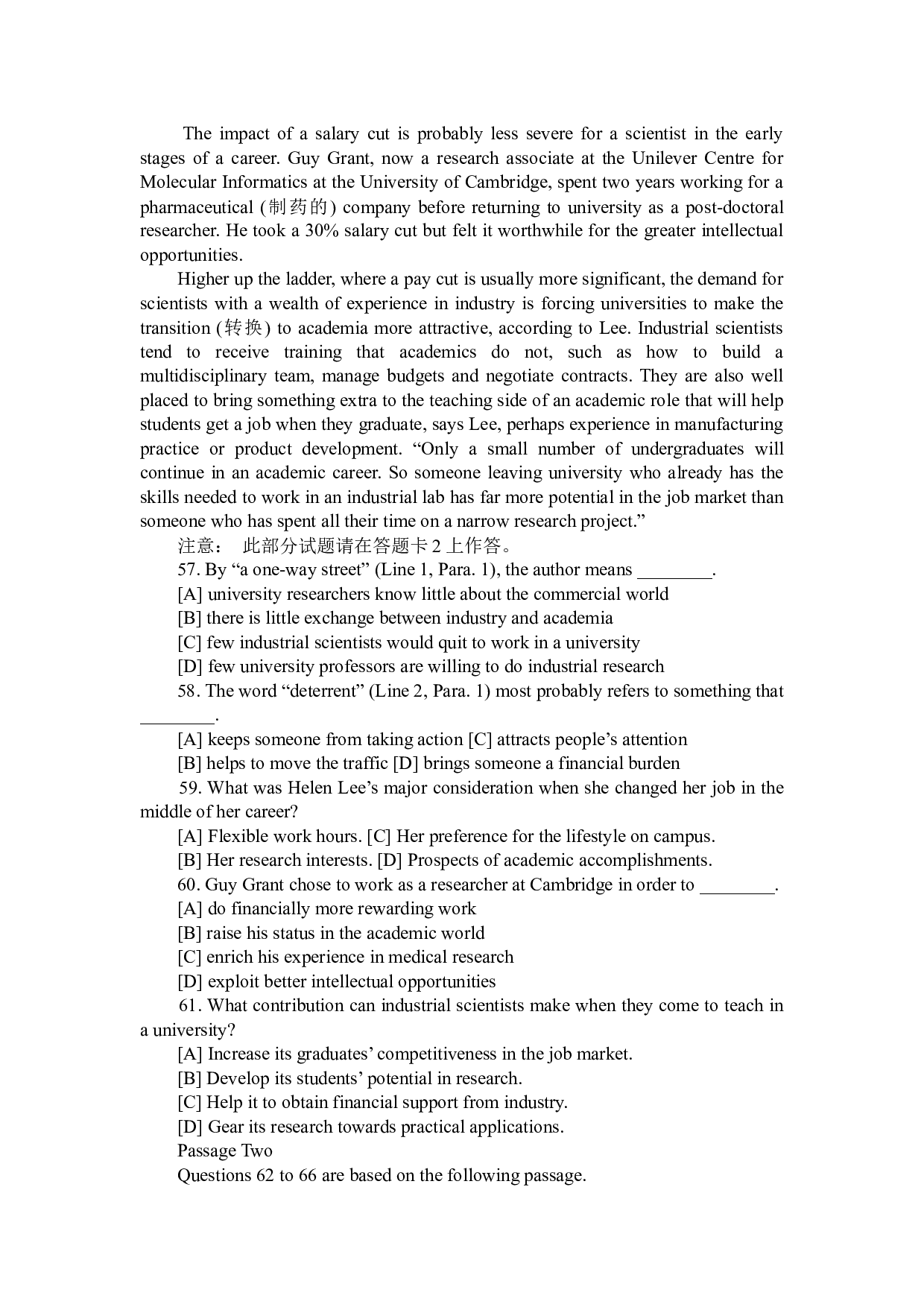 2010年12月英语四级真题.docx 第9页