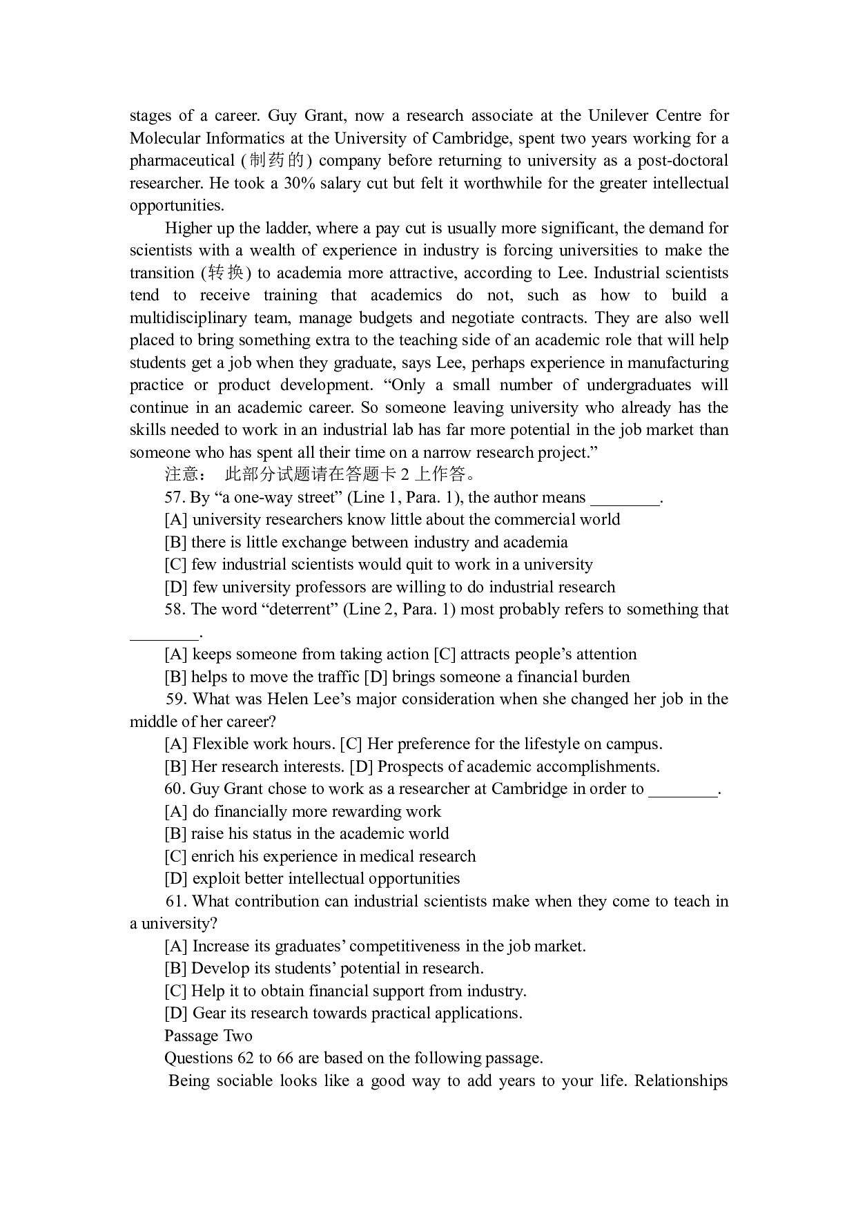 2010年12月英语四级真题（推荐打印）❤.pdf 第9页