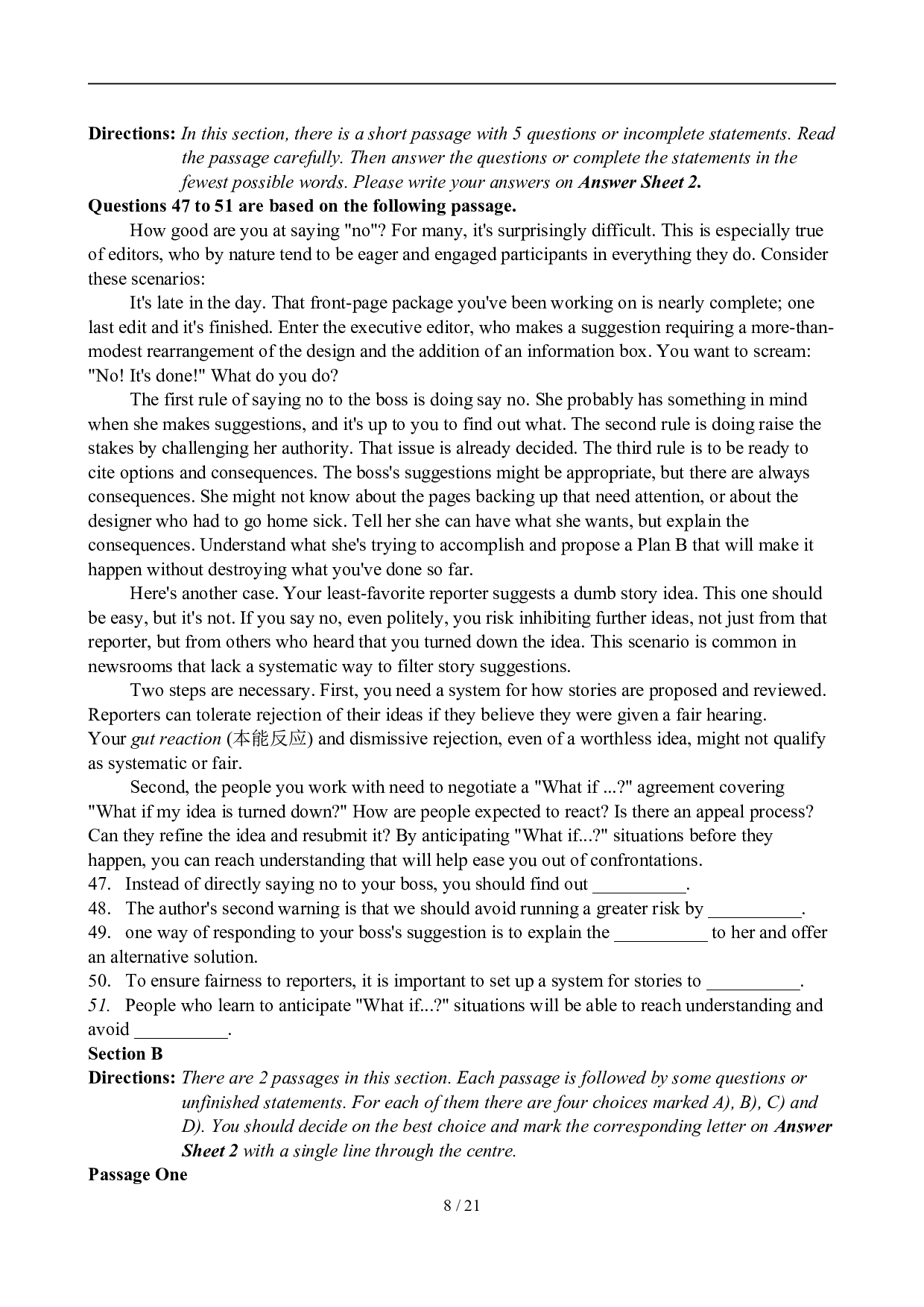 2011年6月英语六级真题及答案.doc 第8页
