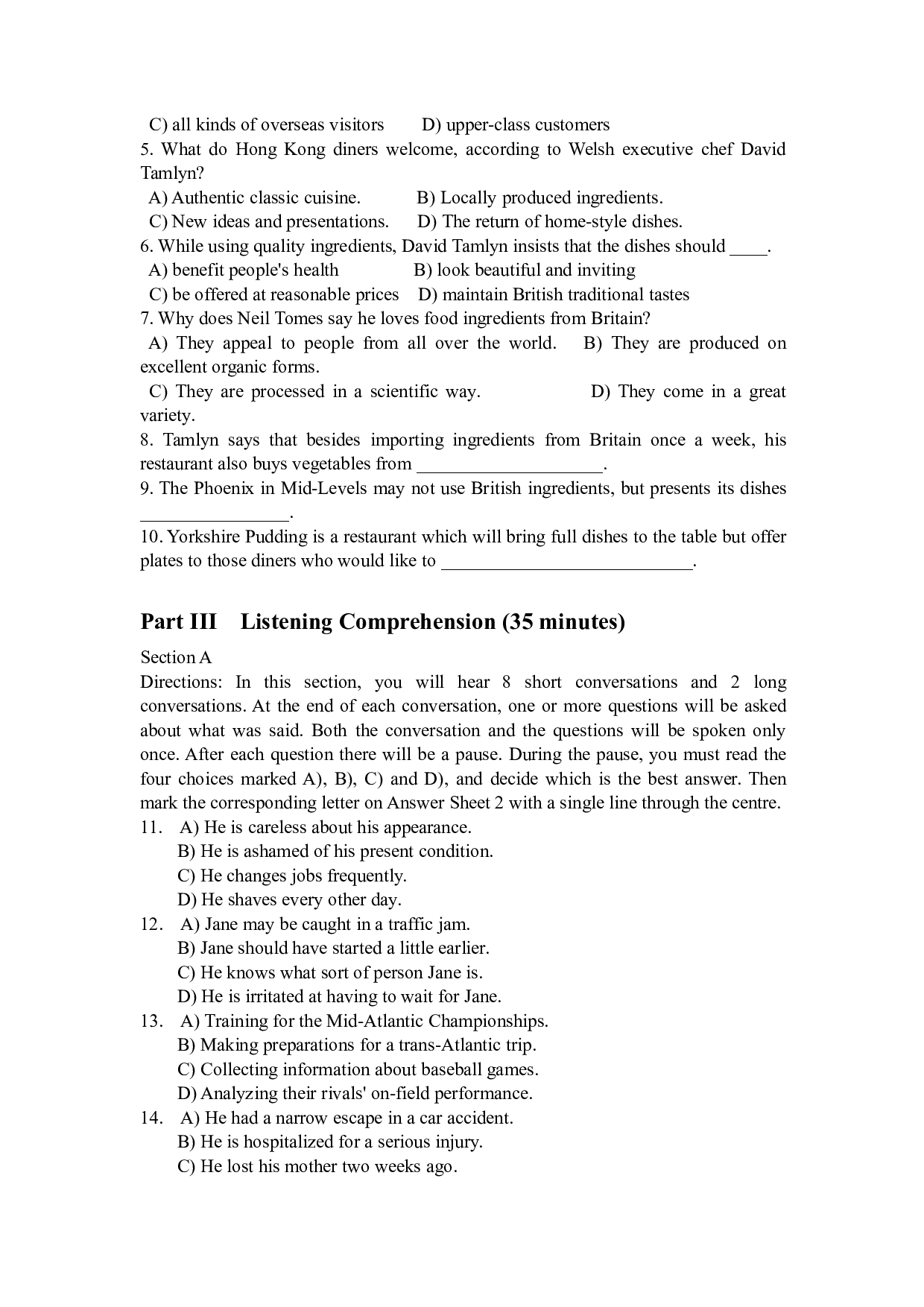 2011年6月英语四级真题（推荐打印）❤.pdf 第4页