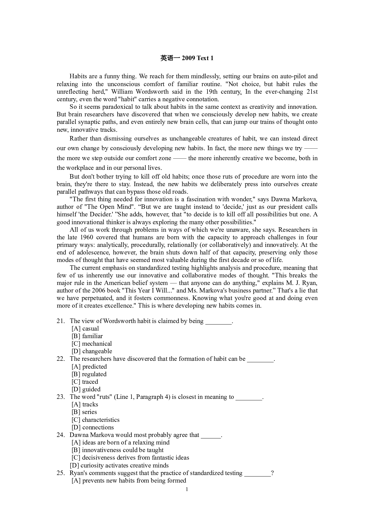 2009年考研英语一阅读理解分析.pdf 第1页