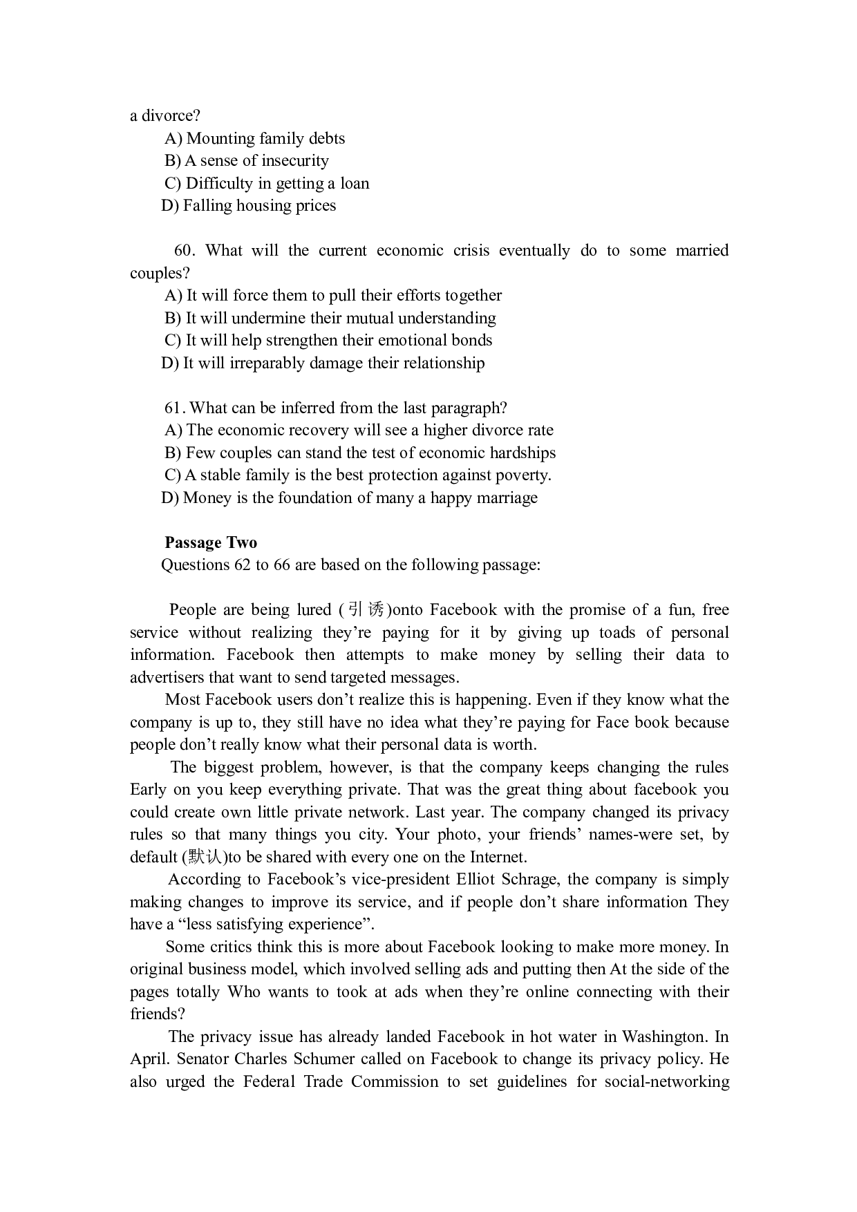 2012年6月英语四级真题（推荐打印）❤ .pdf 第10页