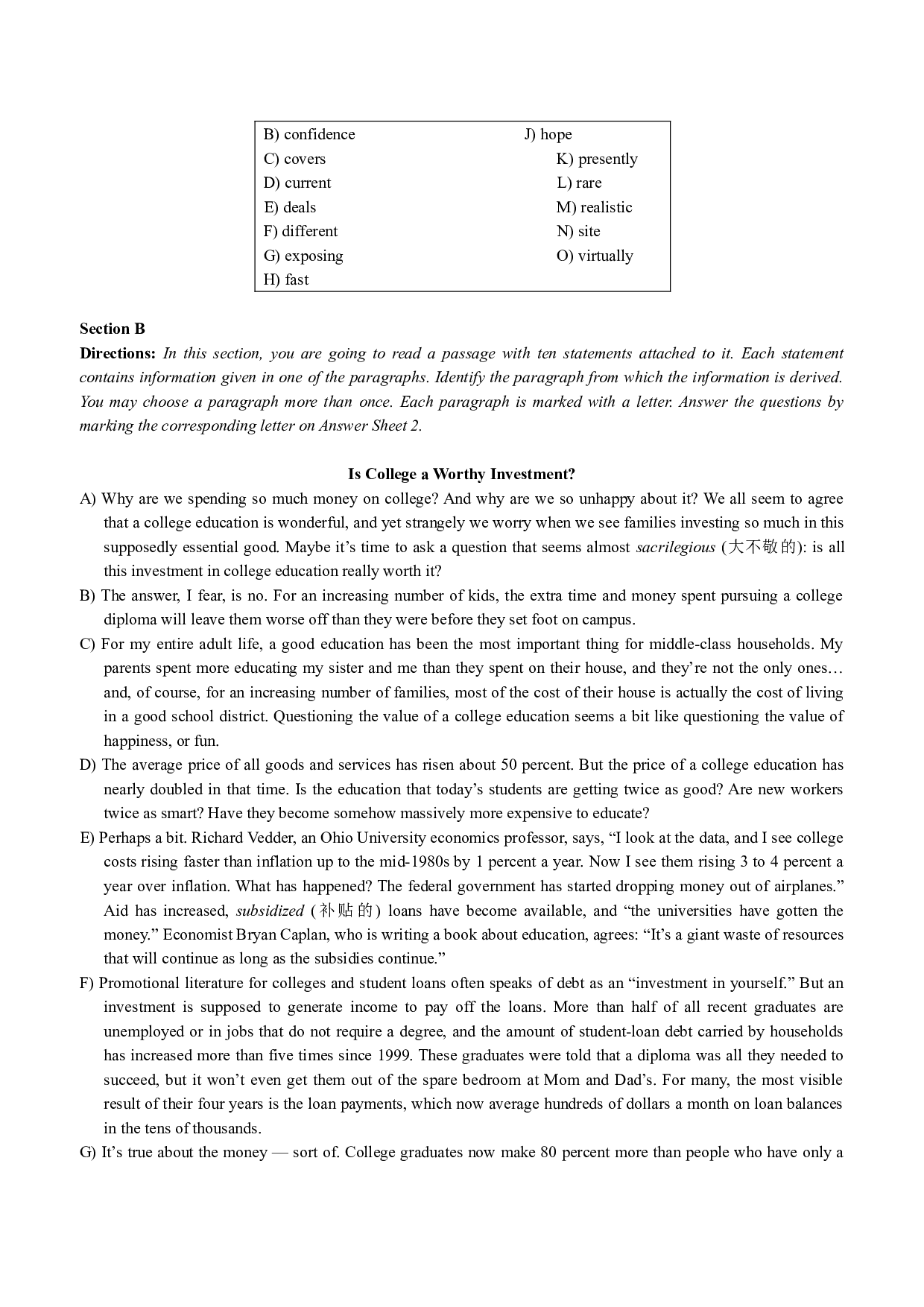 2013年12月大学英语四级考试真题(第三套).docx 第5页