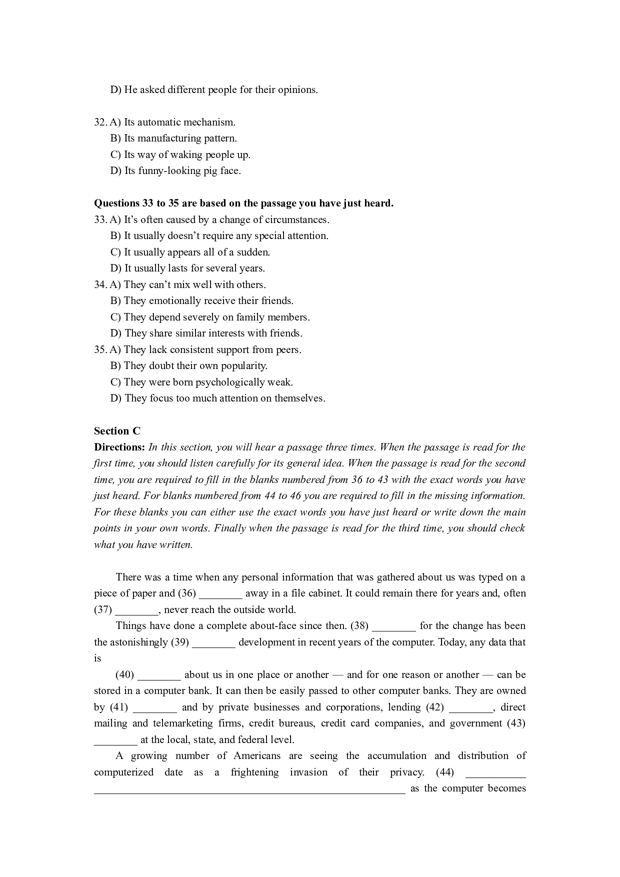 2013年6月英语四级第三套真题及答案.doc 第7页