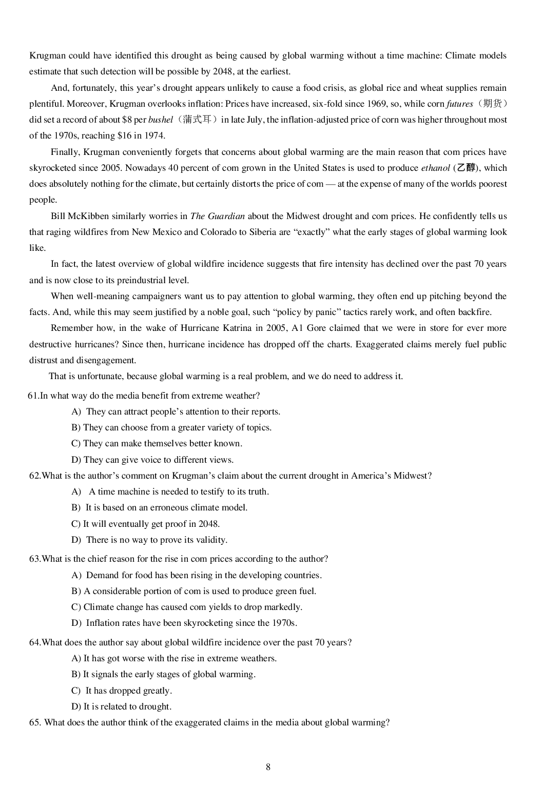 2013年6月六级考试真题（一）.pdf 第8页