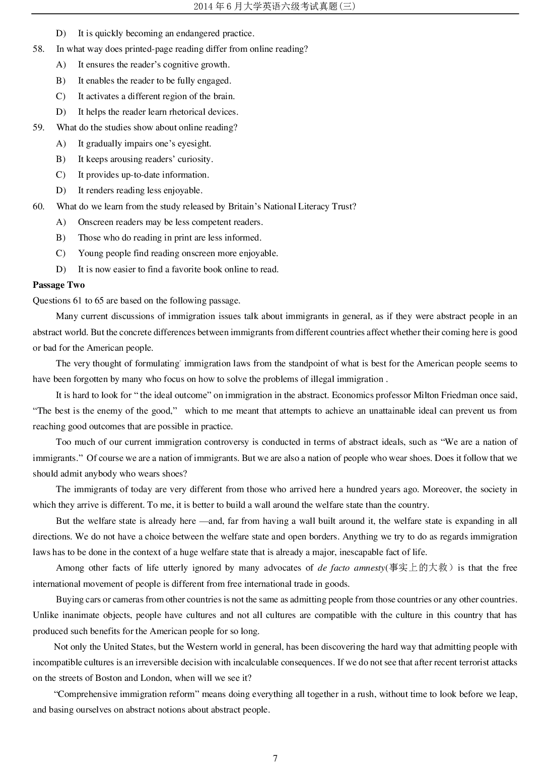 2014年6月大学英语六级考试真题（三）.pdf 第7页