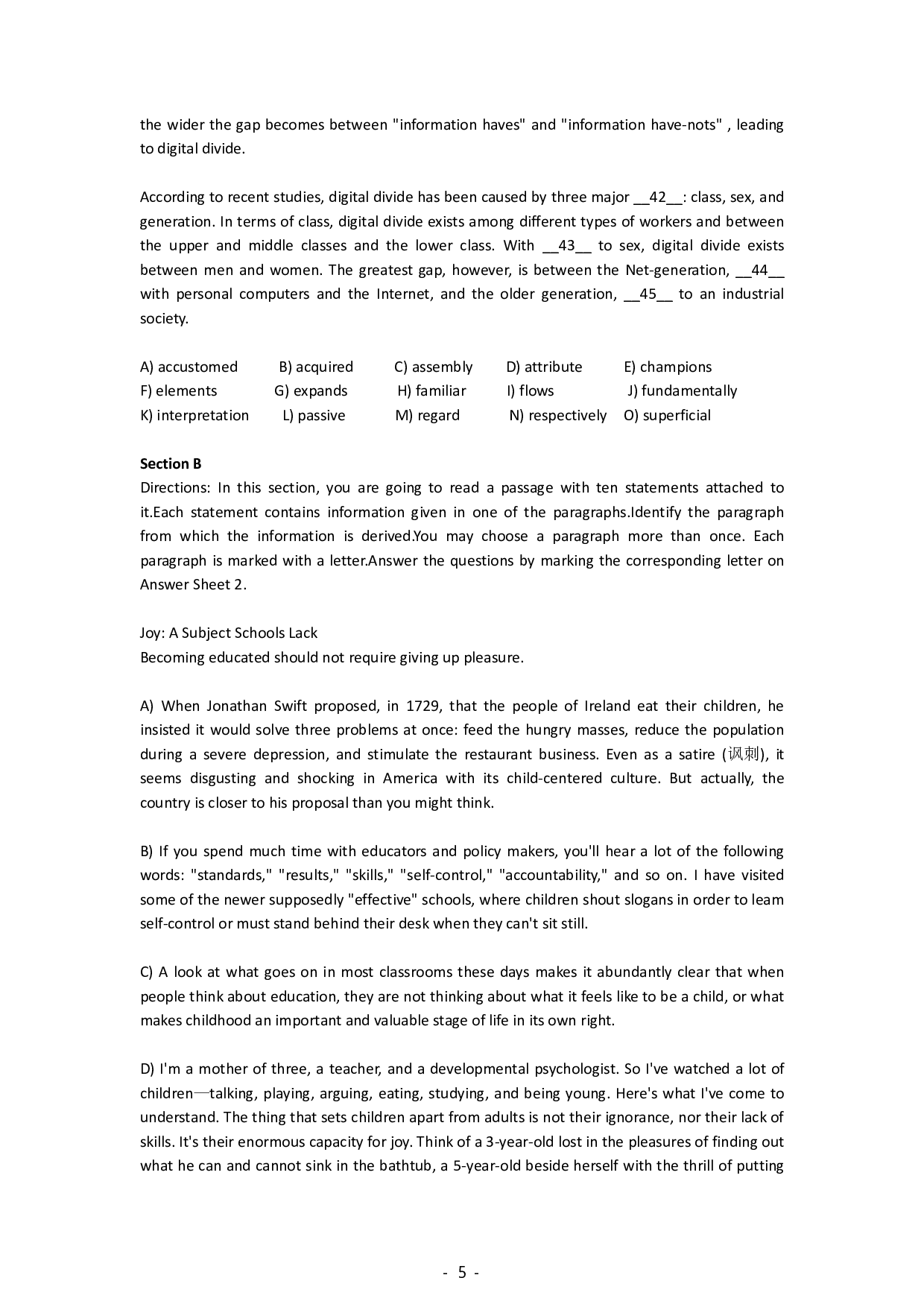 2015年12月英语四级考试真题(第1套).pdf 第5页