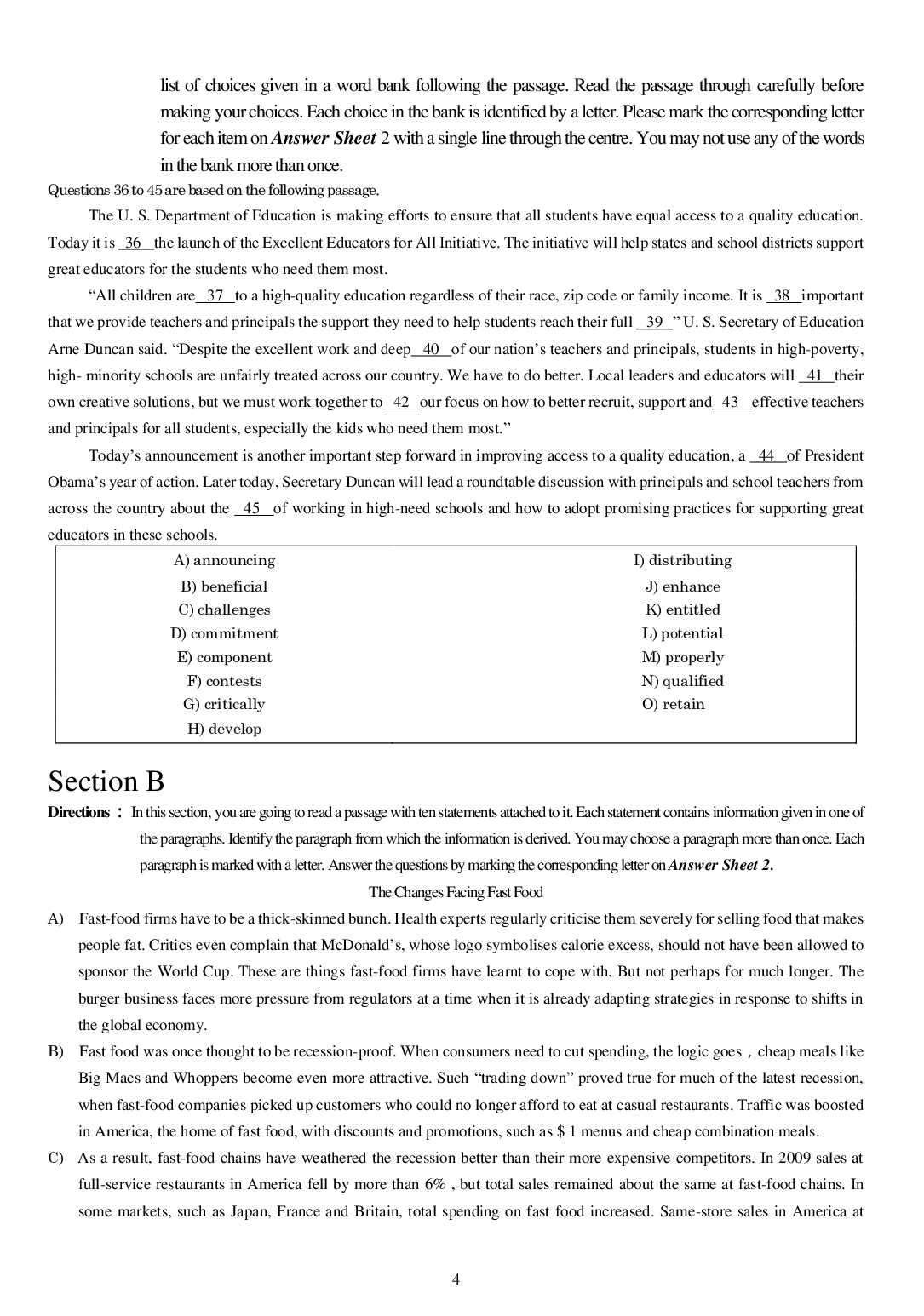 2015年6月年大学英语四级真题1.pdf 第4页