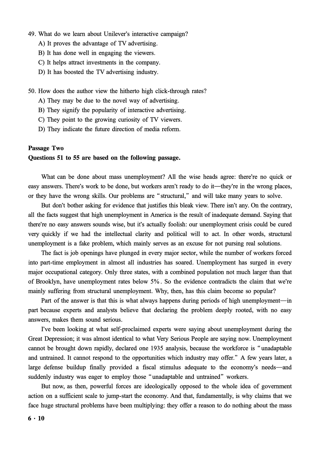 2016.06英语六级第1套真题.pdf 第10页