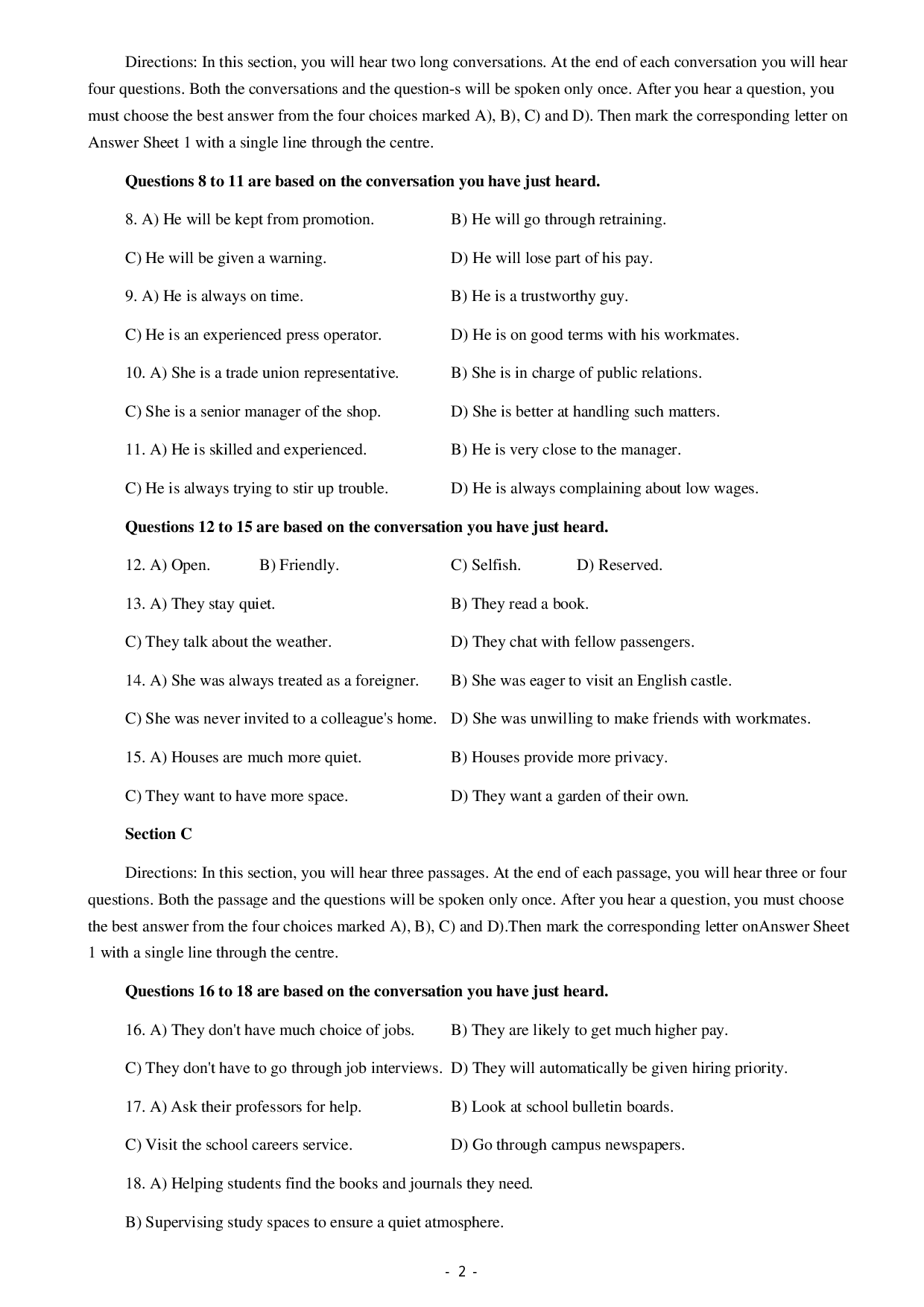 2016年12月大学英语四级（第一套）真题.pdf 第2页