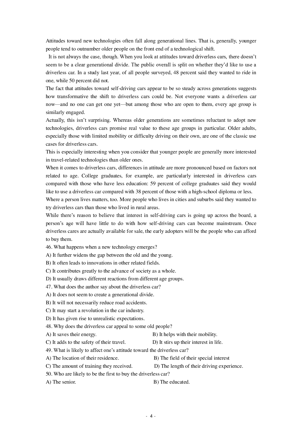 2016年6月大学英语四级第3套真题.pdf 第4页