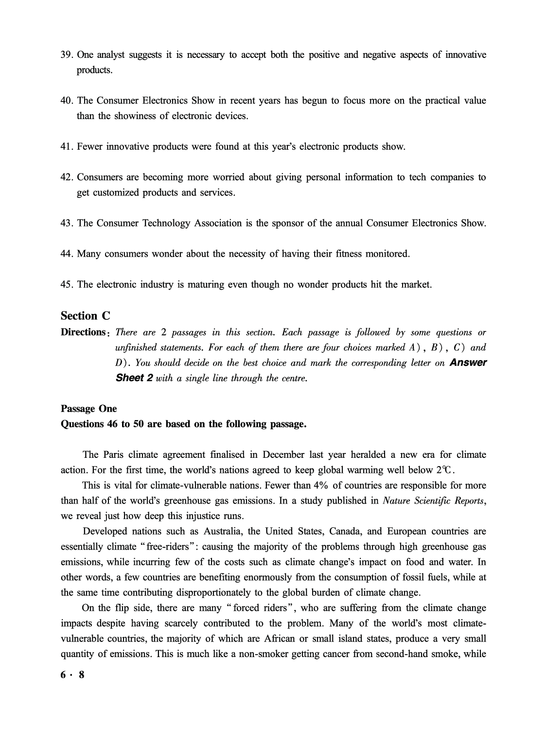 2016.12英语六级第1套真题.pdf 第8页