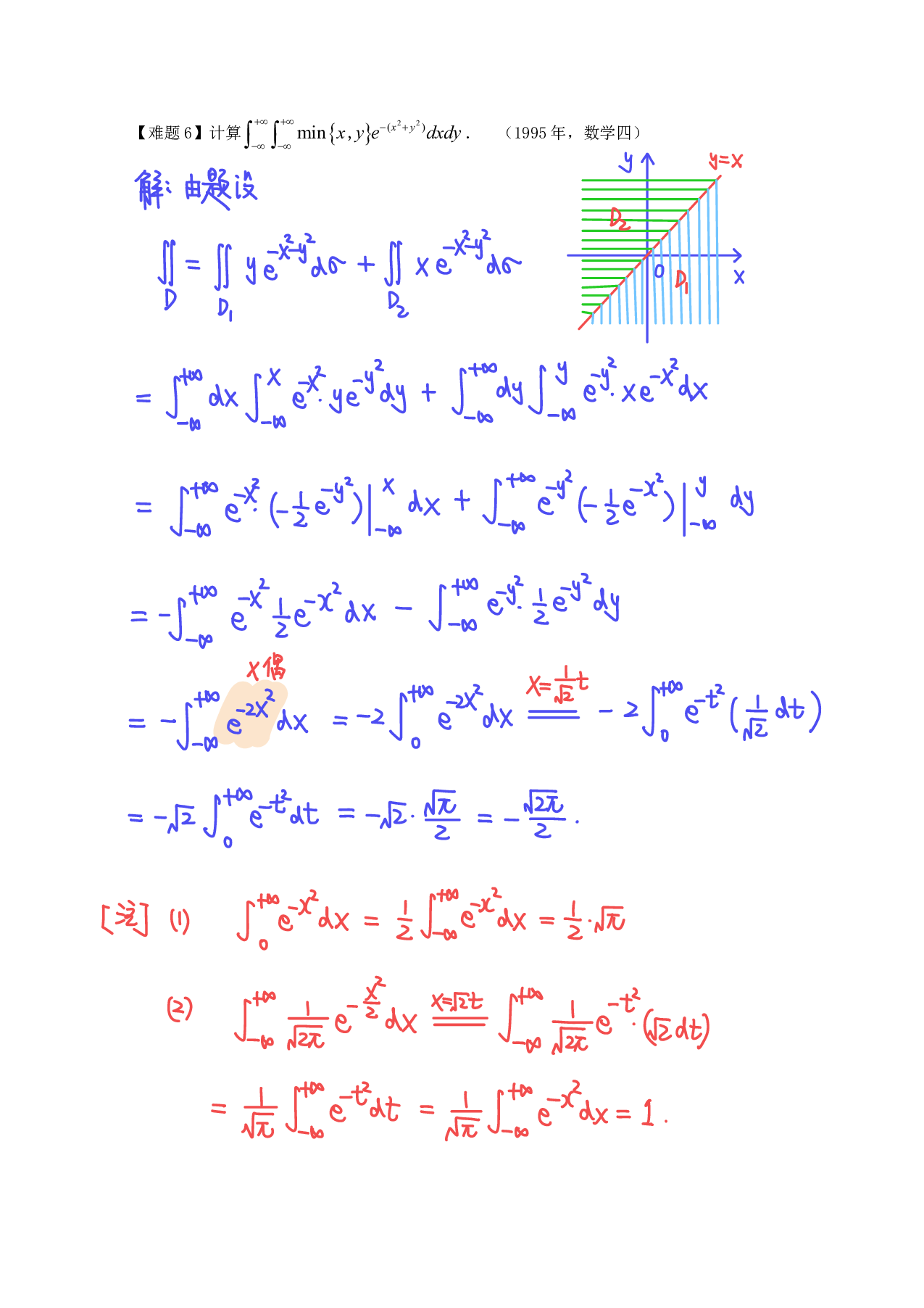 考研数学-分块区域上的二重积分例题＋解析.pdf 第7页