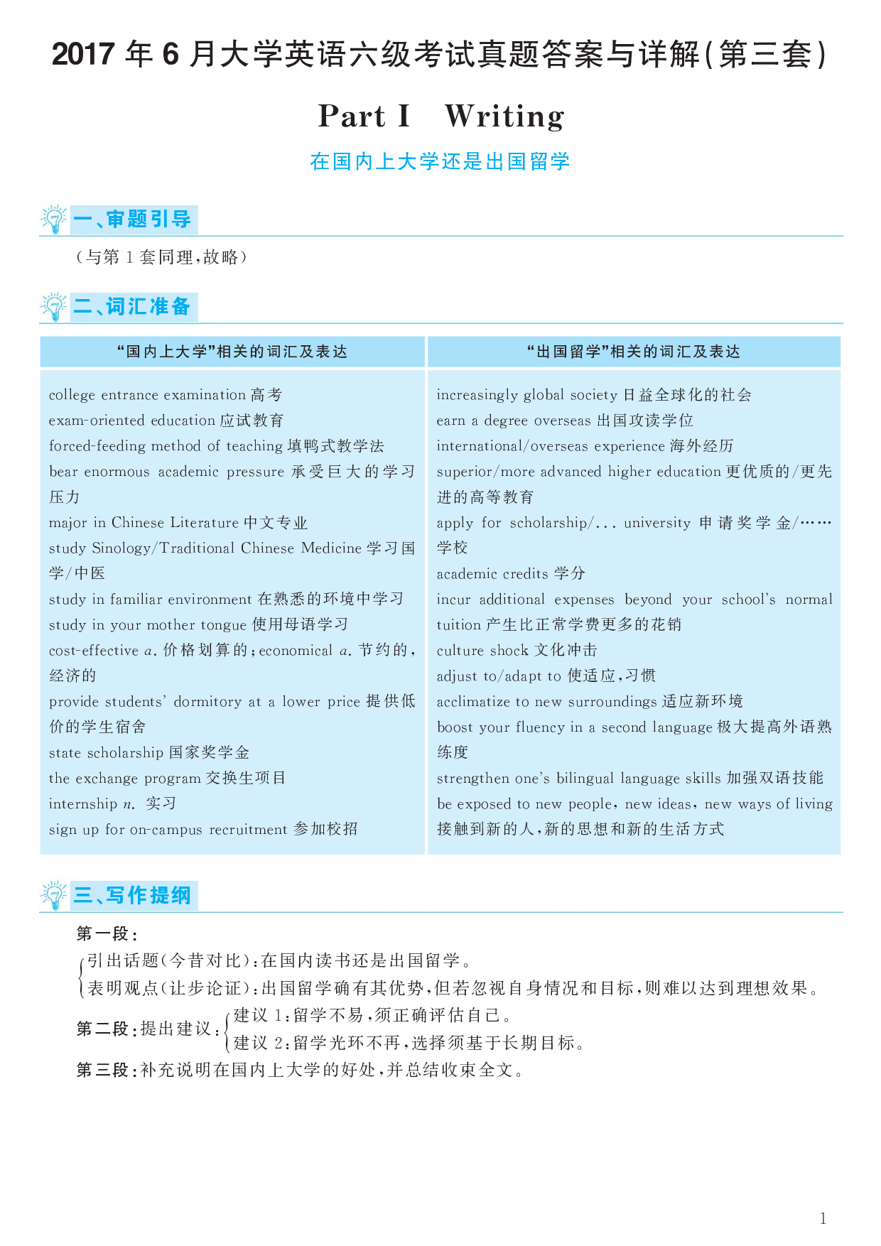 2017.06英语六级考试第3套解析.pdf 第1页