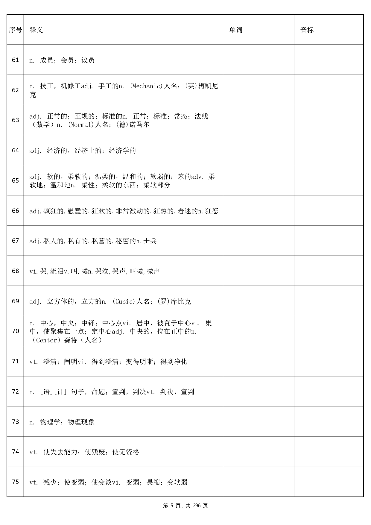 大学英语四级词汇-乱序版-汉译英默写.pdf 第5页