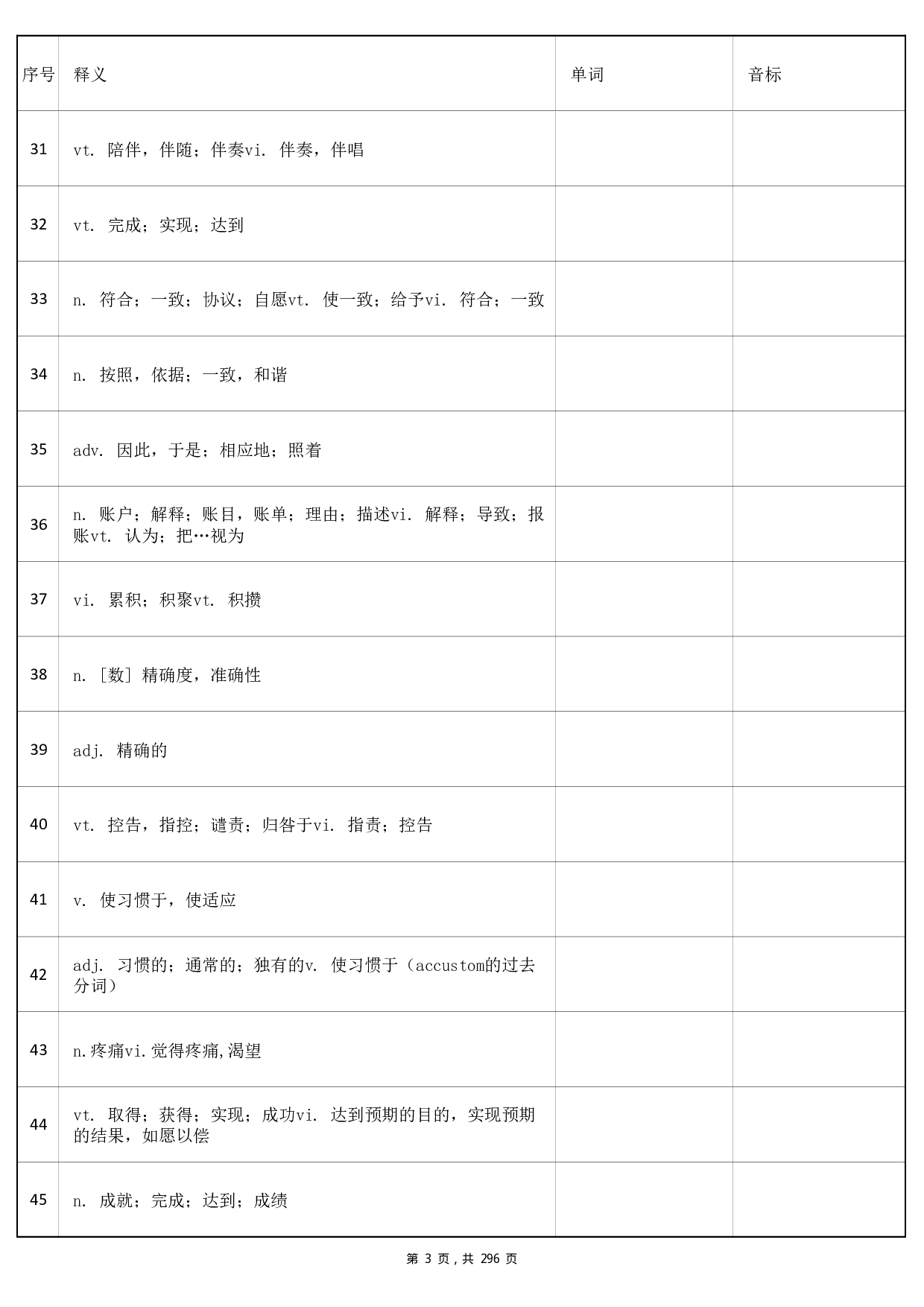 大学英语四级词汇-正序版-汉译英默写.pdf 第3页