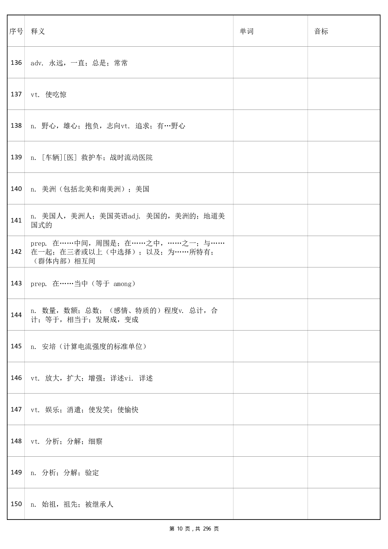 大学英语四级词汇-正序版-汉译英默写.pdf 第10页