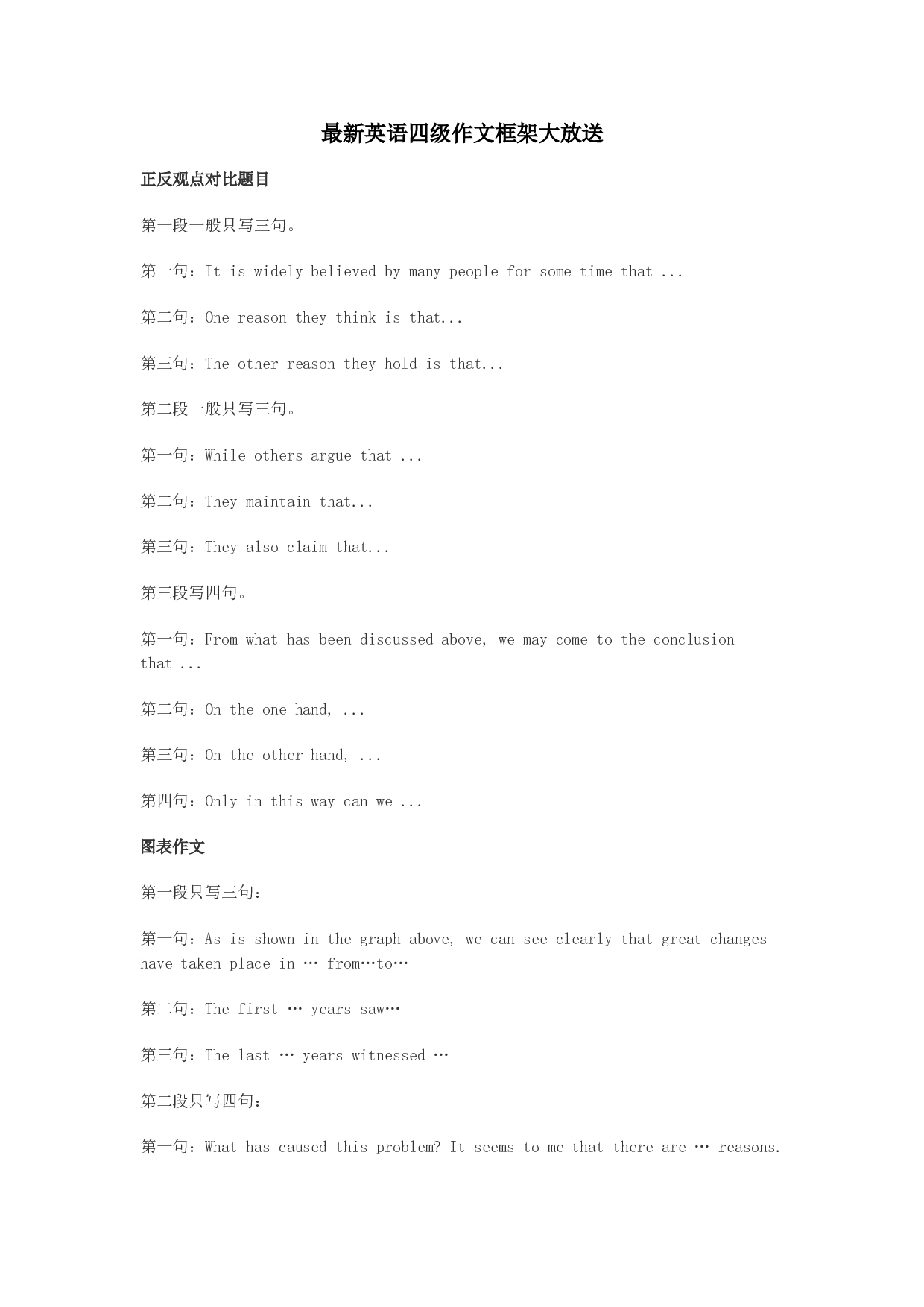 最新英语四级作文框架大放送.doc 第1页