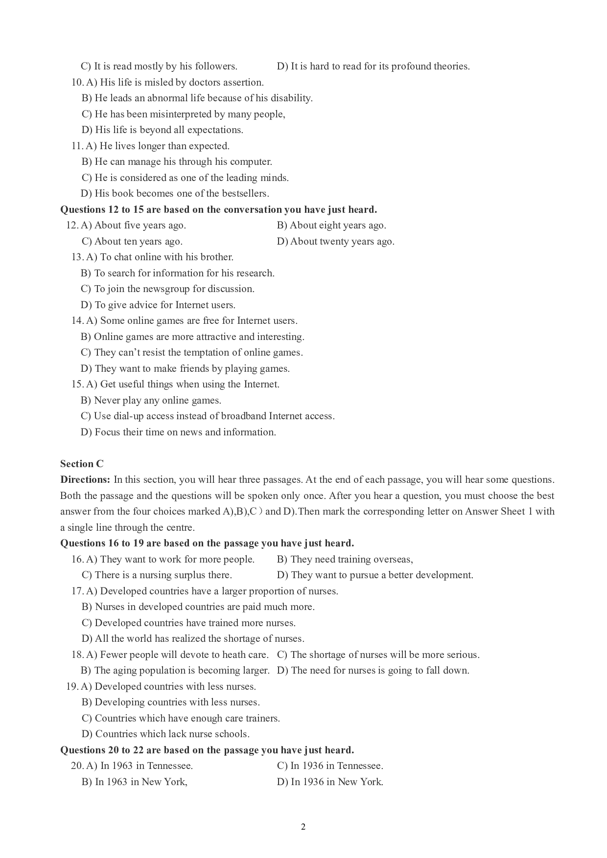 英语四级通关模拟卷第一套.pdf 第2页