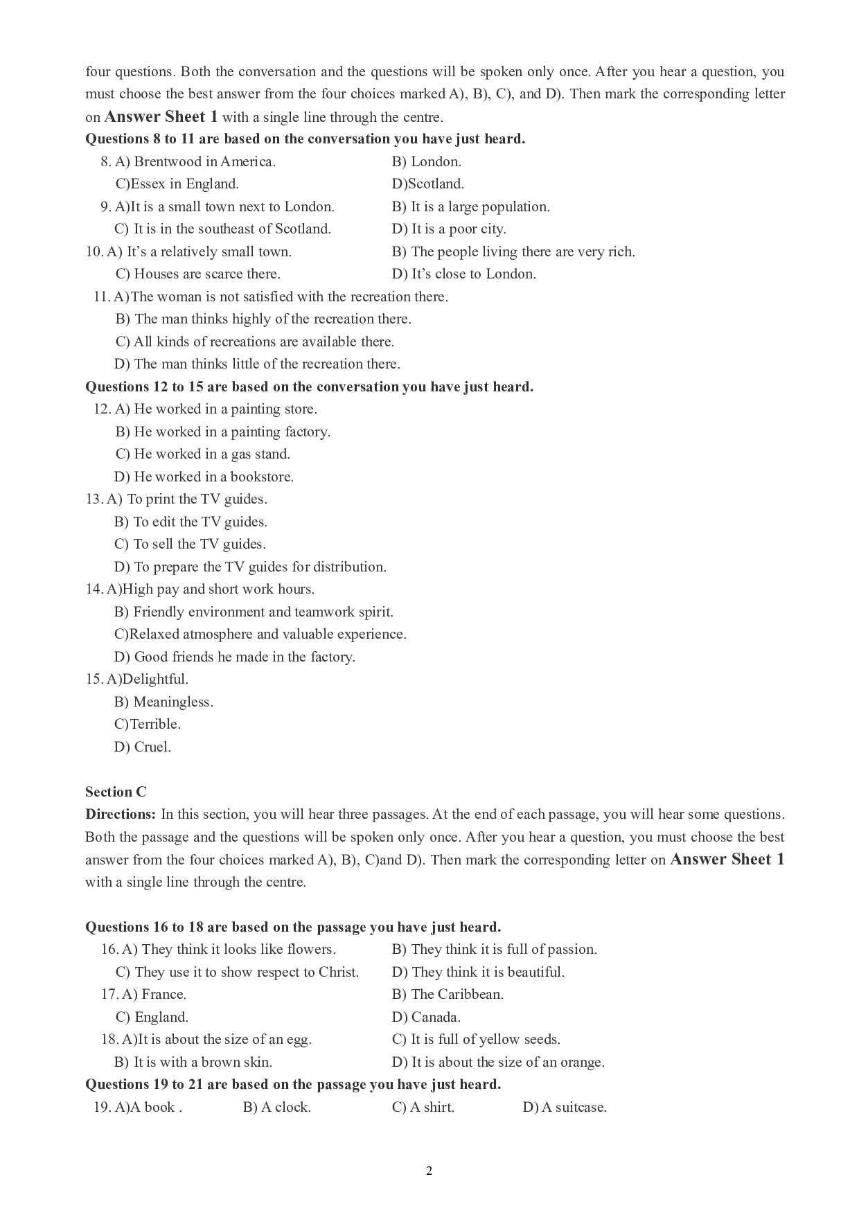英语四级通关模拟卷第二套.pdf 第2页