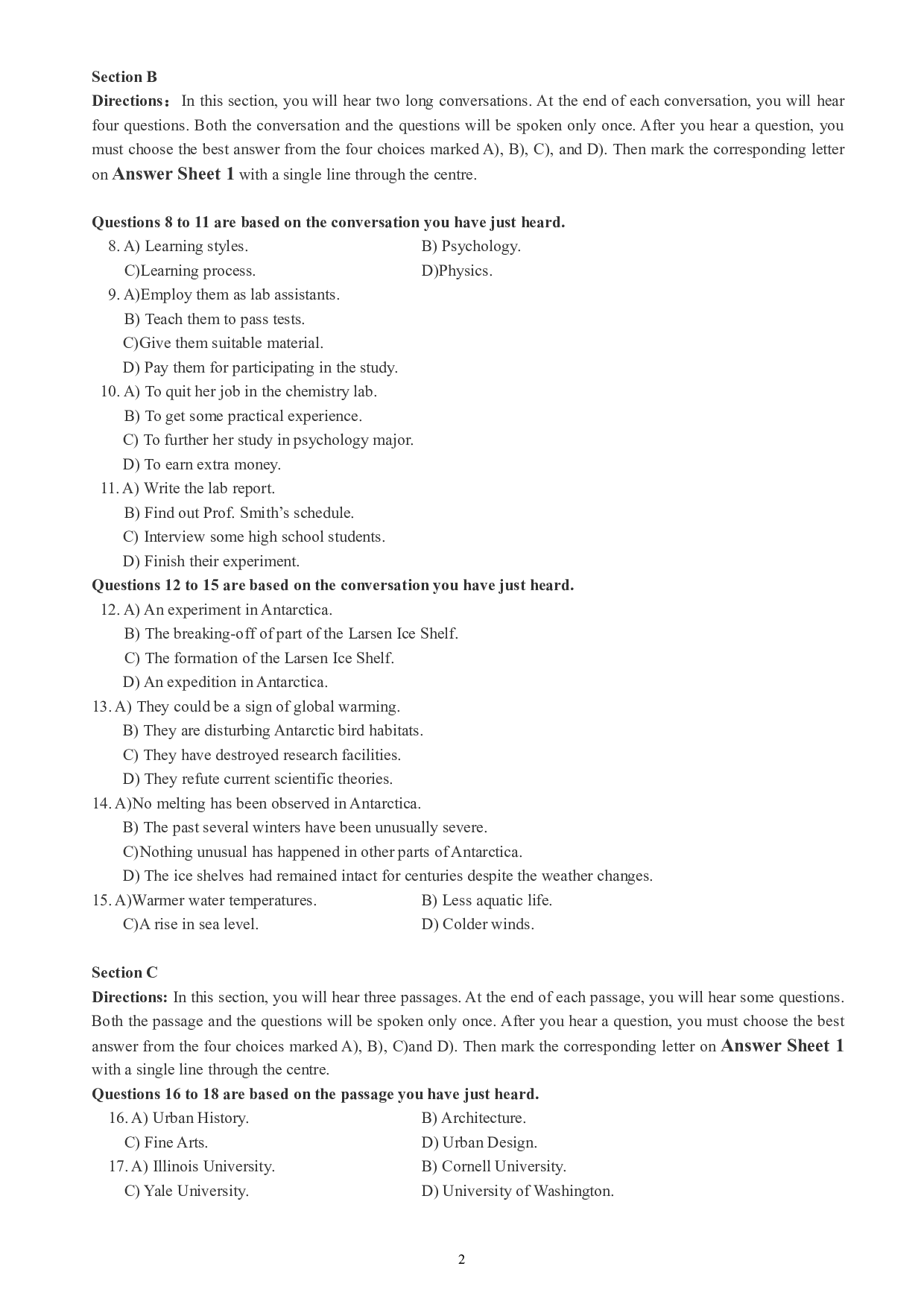 英语四级通关模拟卷第五套.pdf 第2页