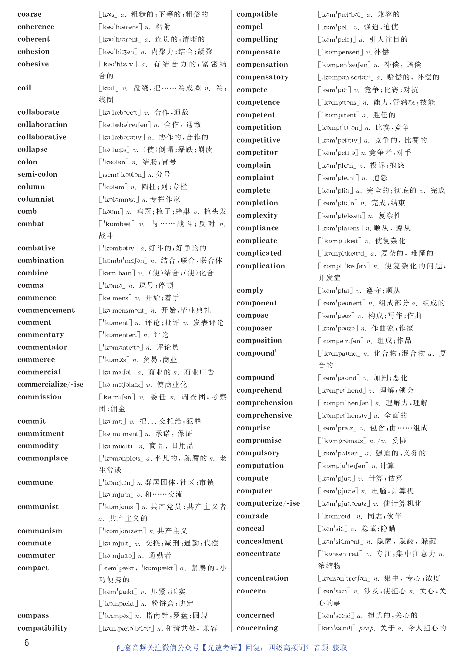 英语四级高频词汇带音标正序版.pdf 第6页
