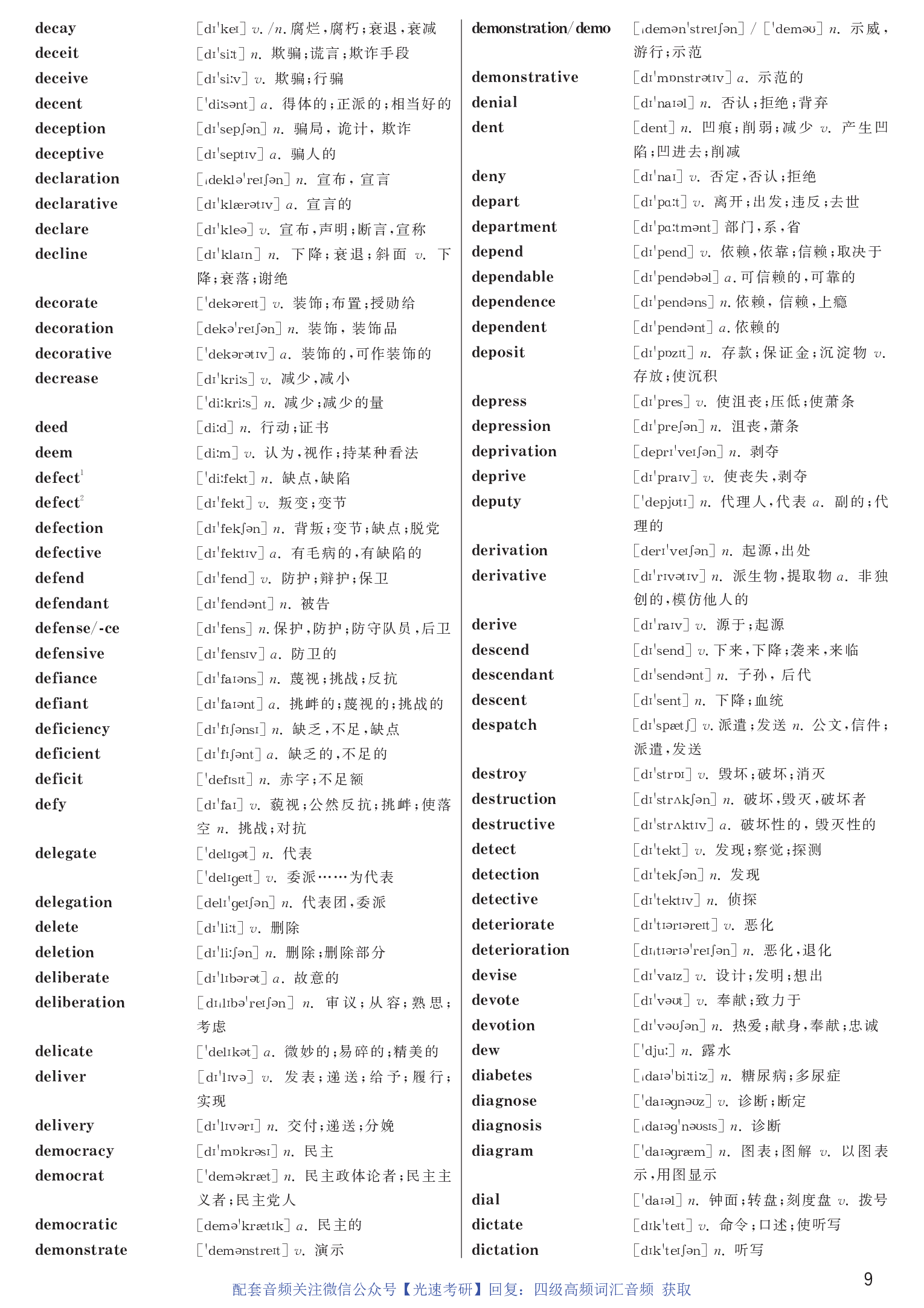 英语四级高频词汇带音标正序版.pdf 第9页