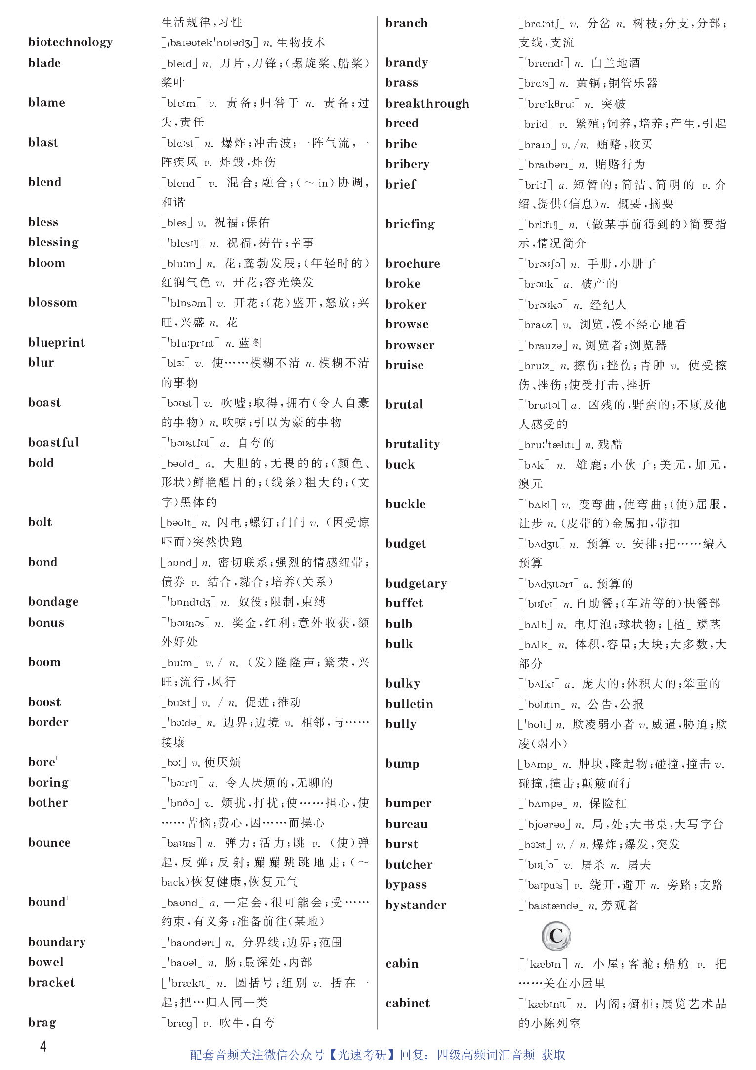 英语四级高频词汇带音标正序版.pdf 第4页