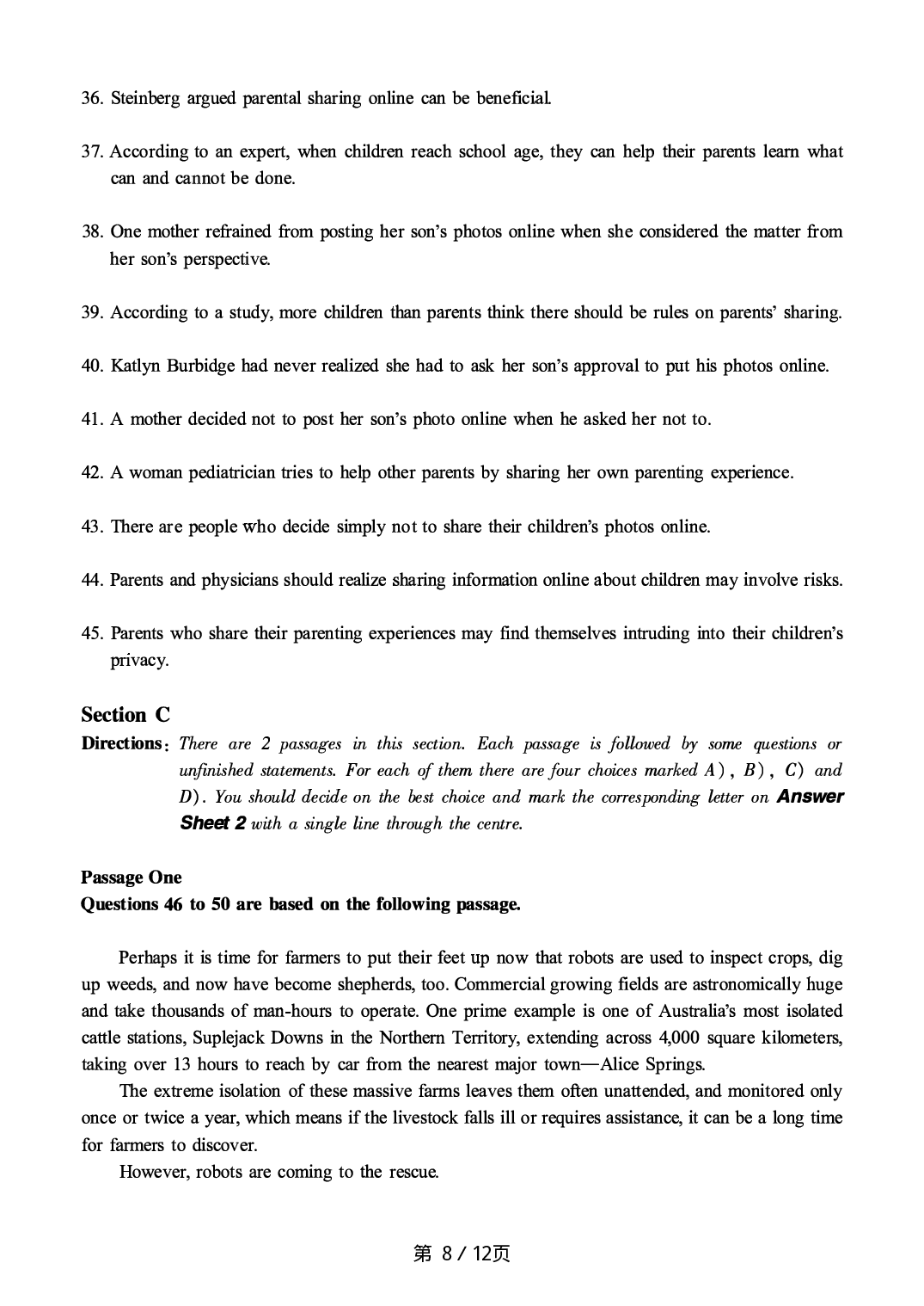 2018.12英语六级真题第1套.pdf 第8页