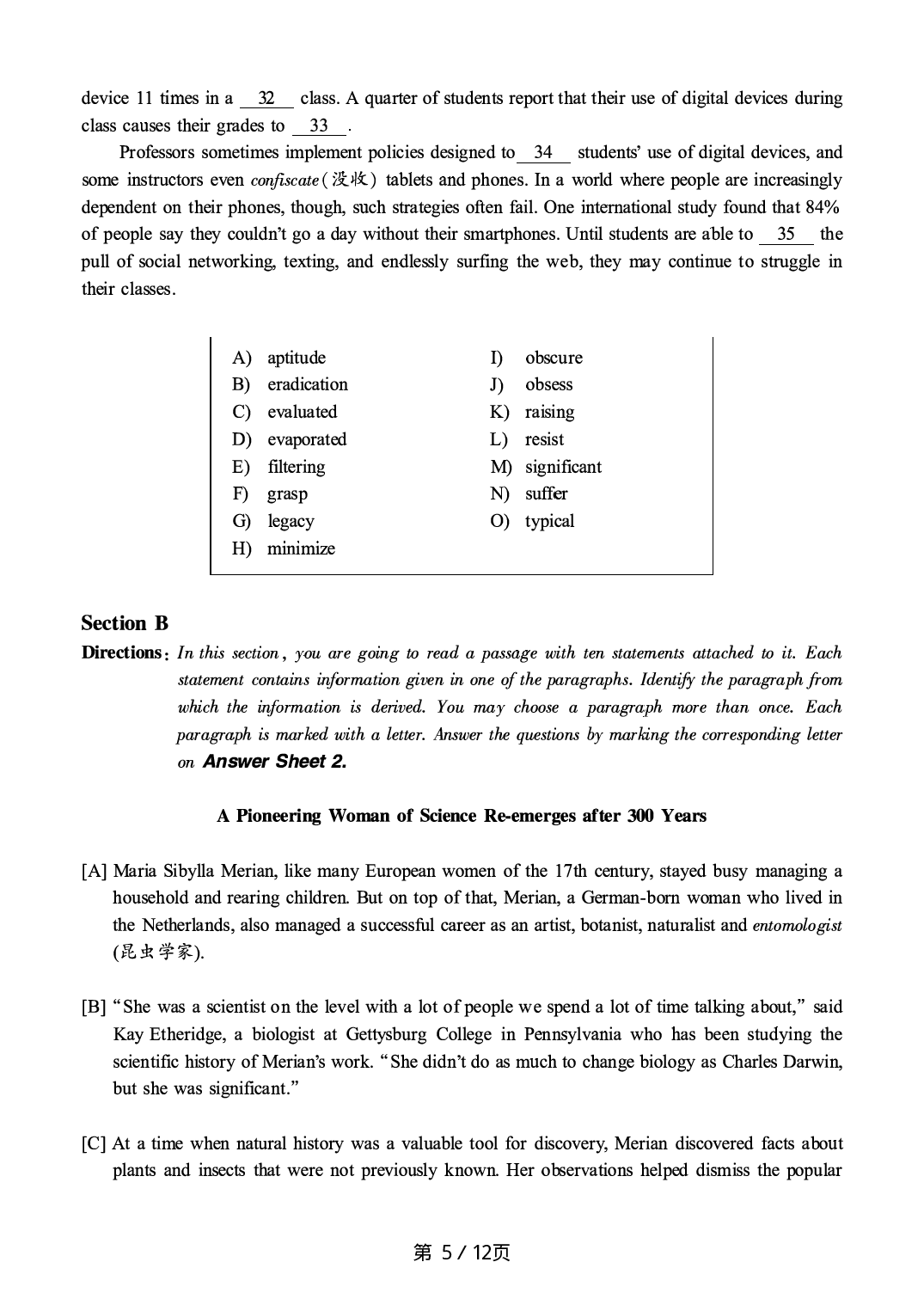 2018.12英语六级真题第2套.pdf 第5页