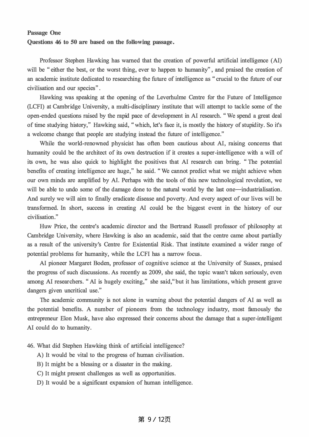 2019.06英语六级真题第1套.pdf 第9页