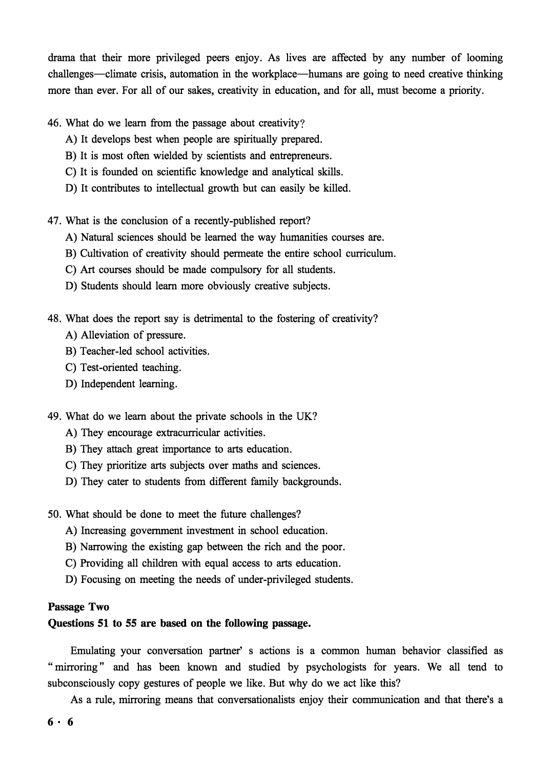 2021.06英语六级真题第3套.pdf 第6页