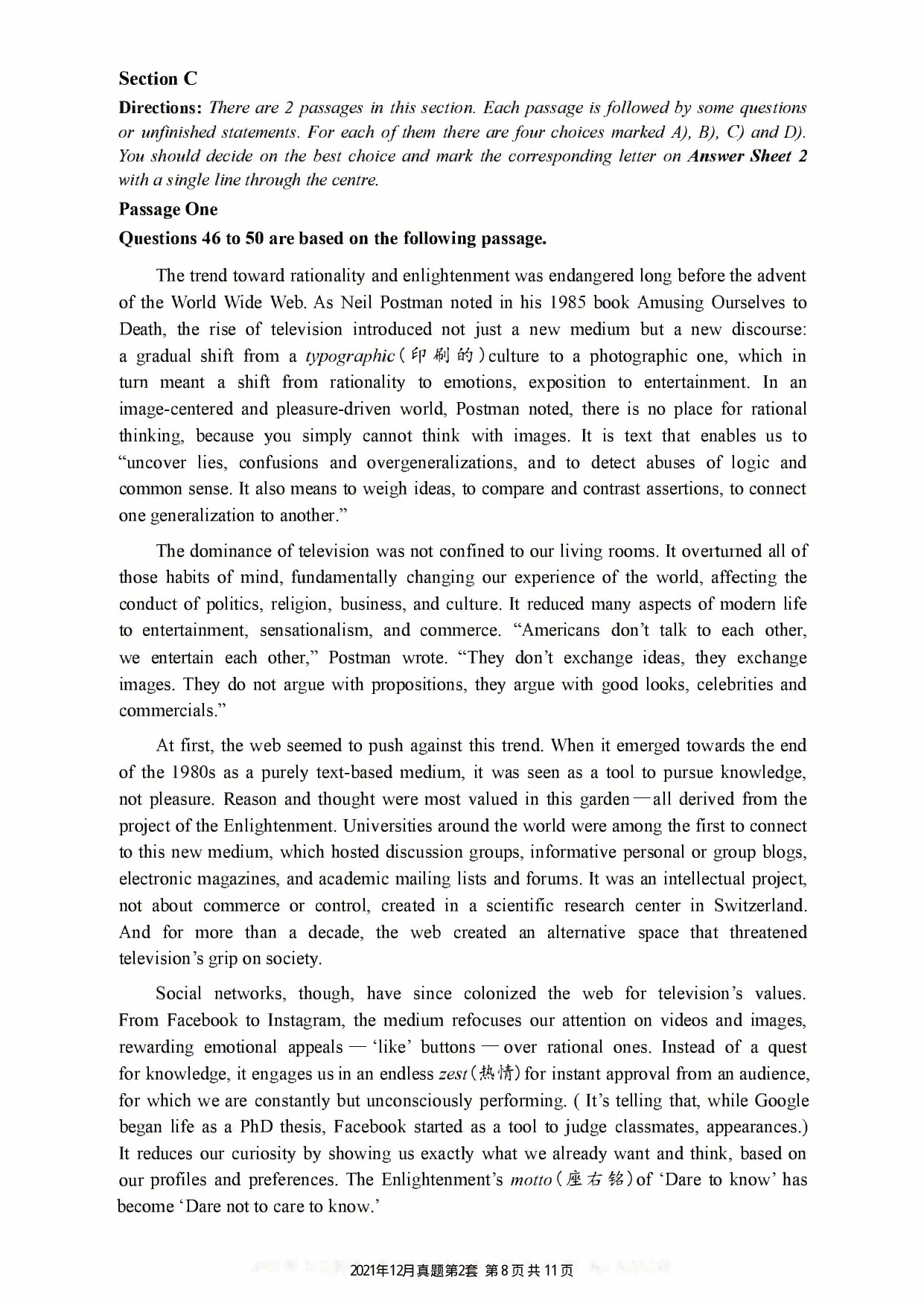 2021.12英语六级真题第2套.pdf 第8页