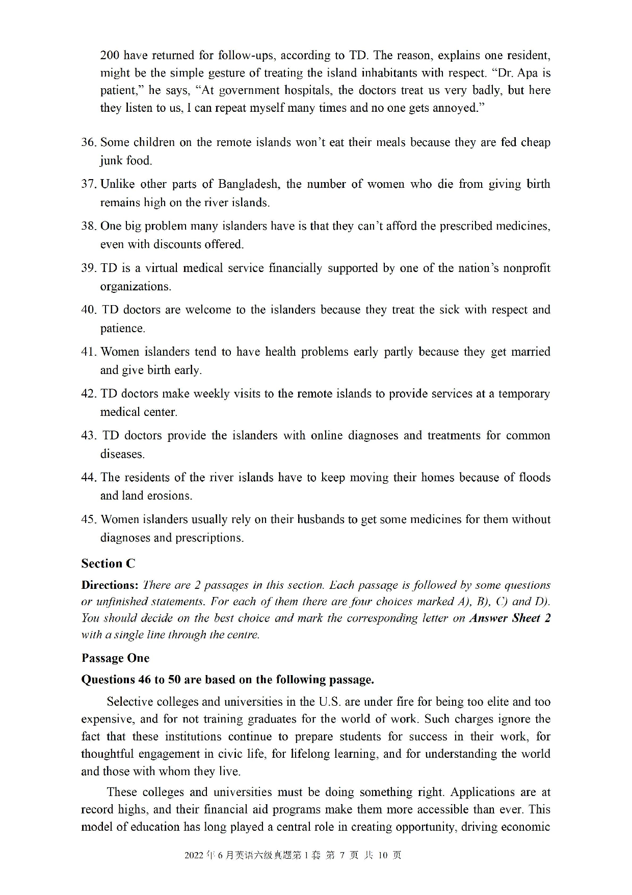 2022.06英语六级真题第1套.pdf 第7页