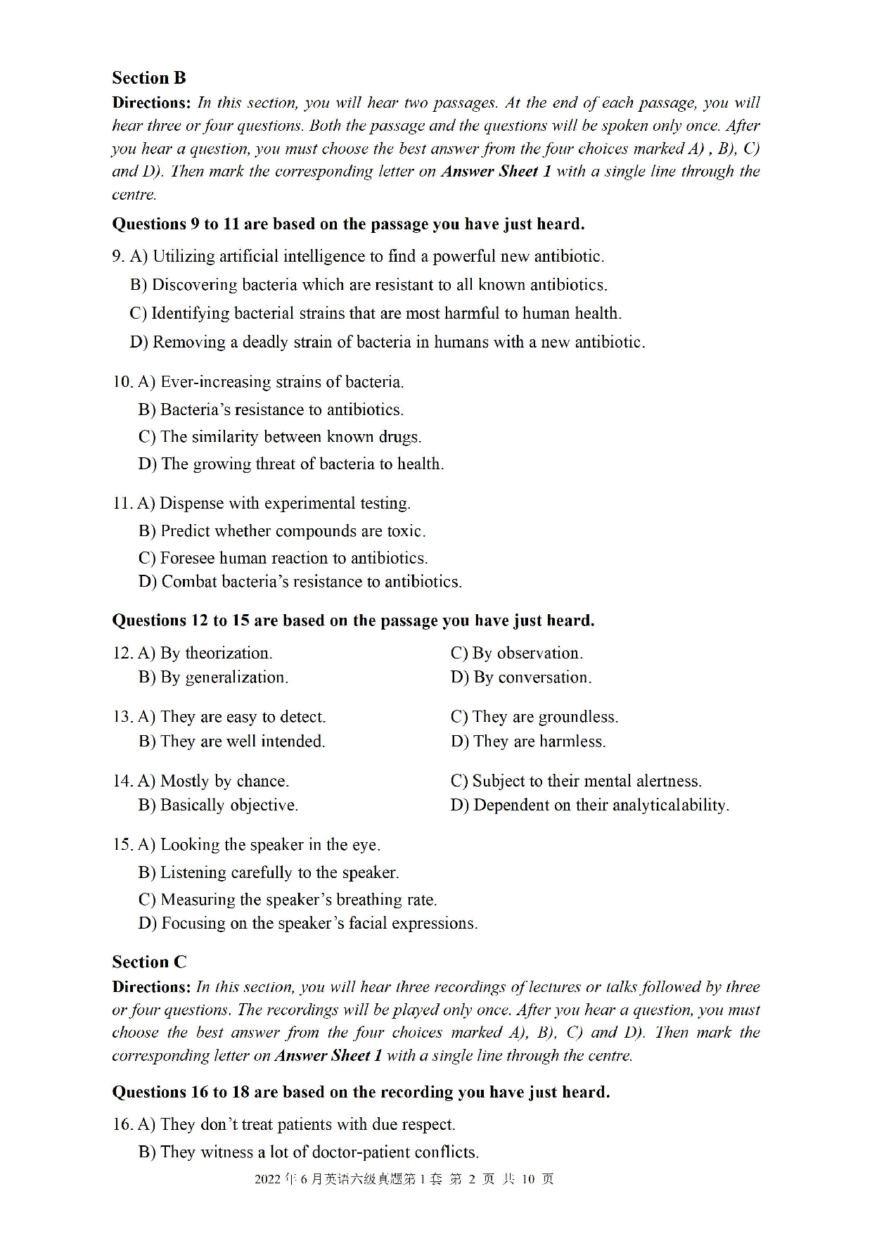 2022.06英语六级真题第1套.pdf 第2页