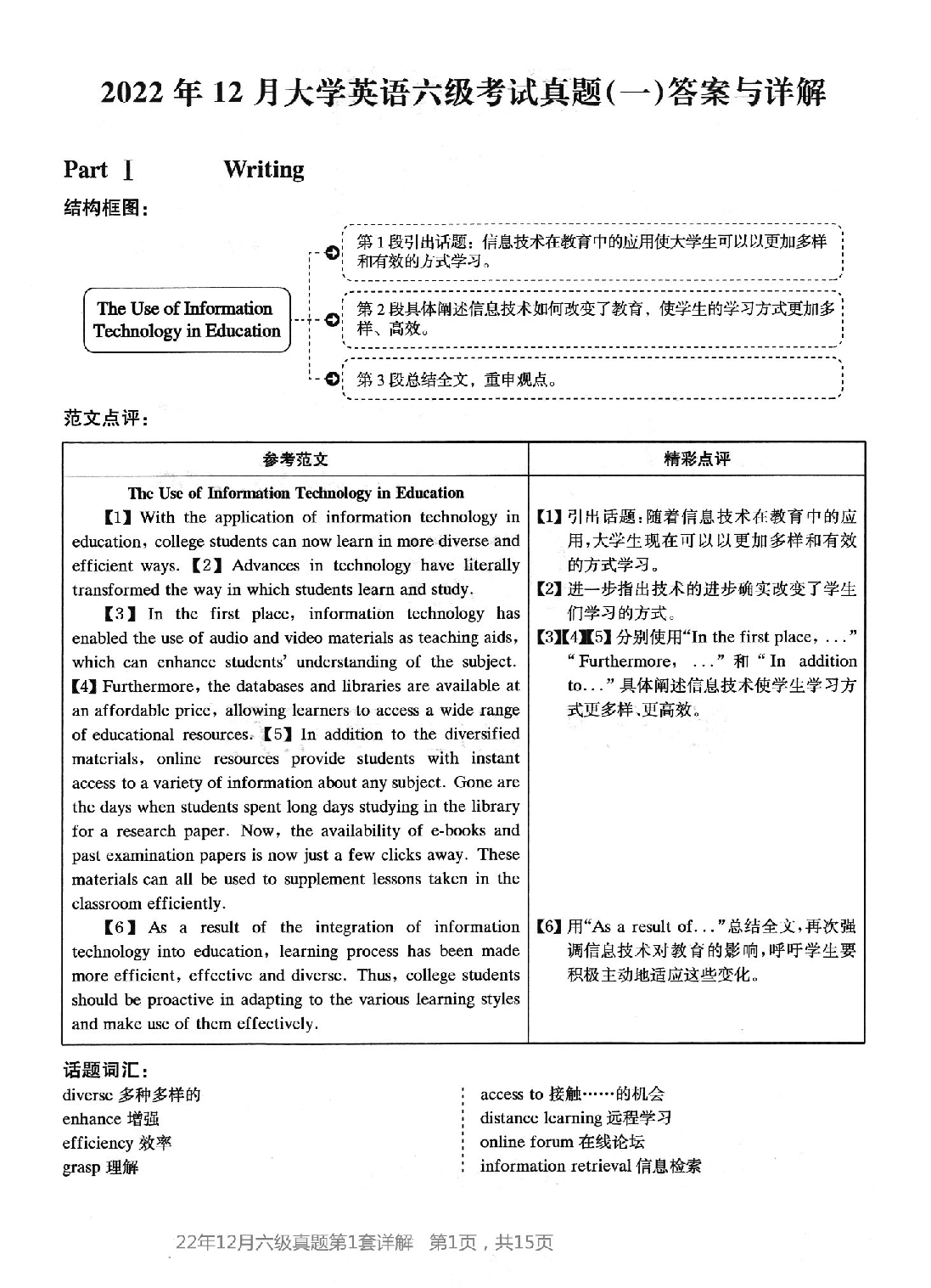 2022.12英语六级真题第1套答案及详解.pdf 第1页