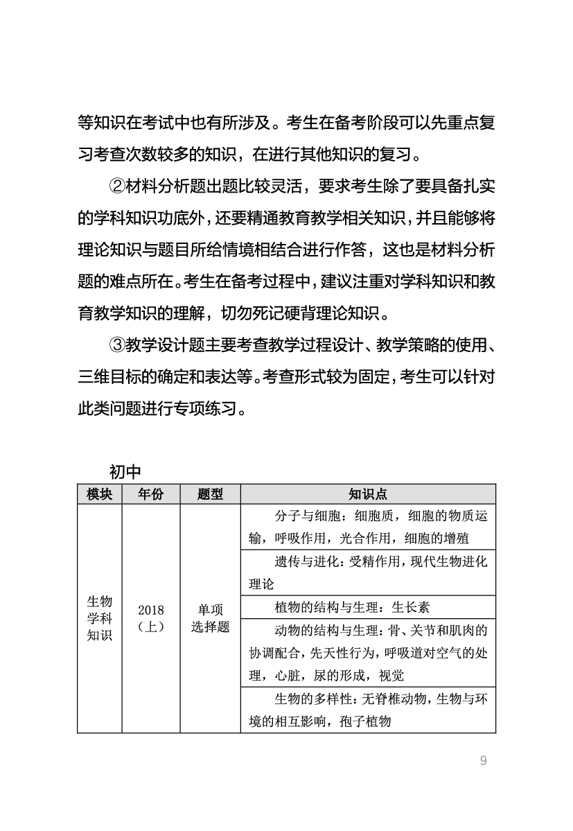 教资《生物学科与知识能力》考情分析＋笔记.pdf 第7页