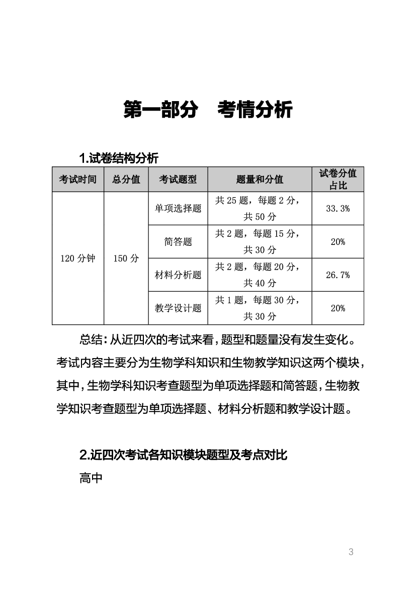 教资《生物学科与知识能力》考情分析＋笔记.pdf 第1页