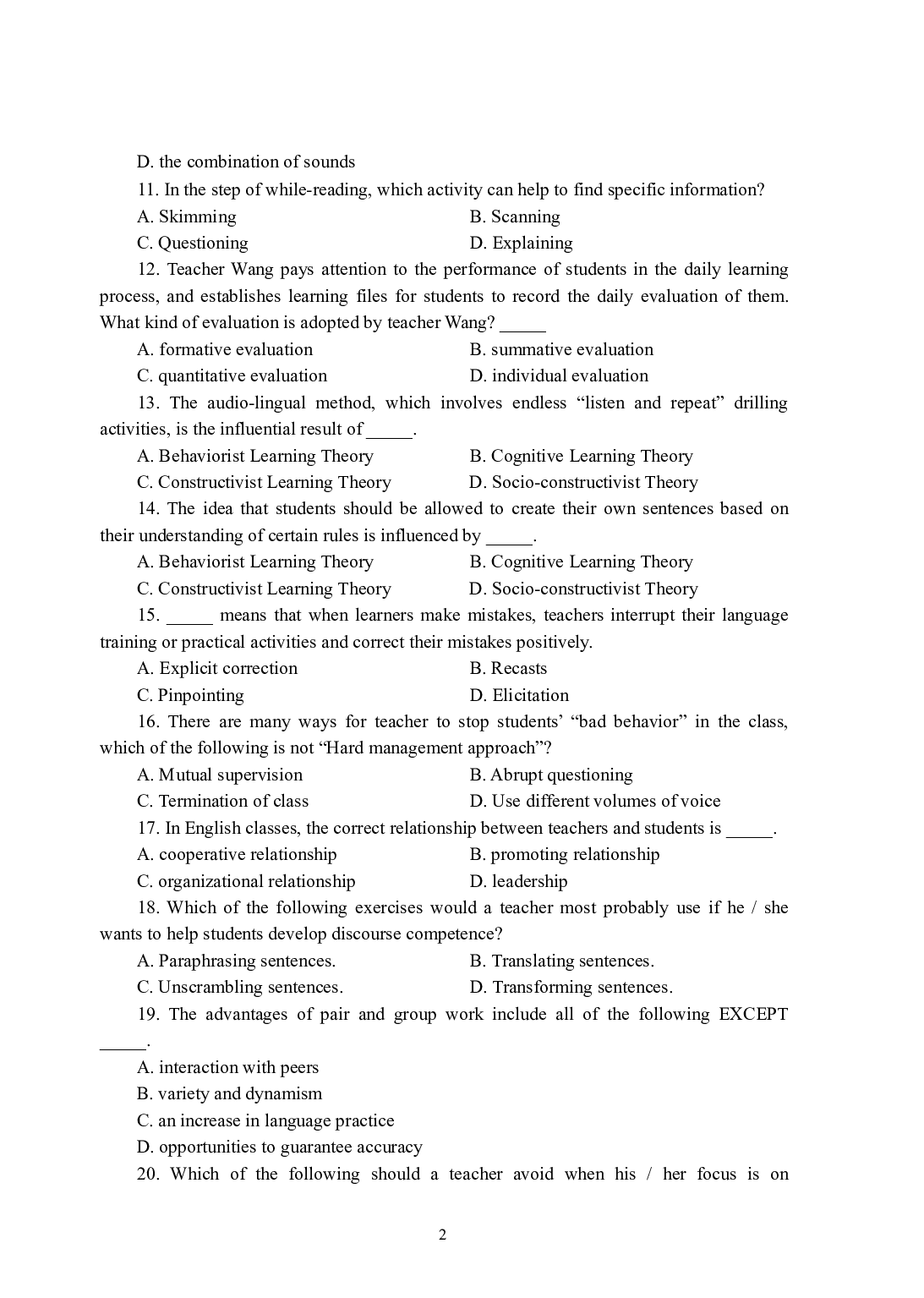 2021年全国教师资格证考试-中学笔试科目三《学科知识与教学能力》模拟卷2-初中英语.pdf 第2页