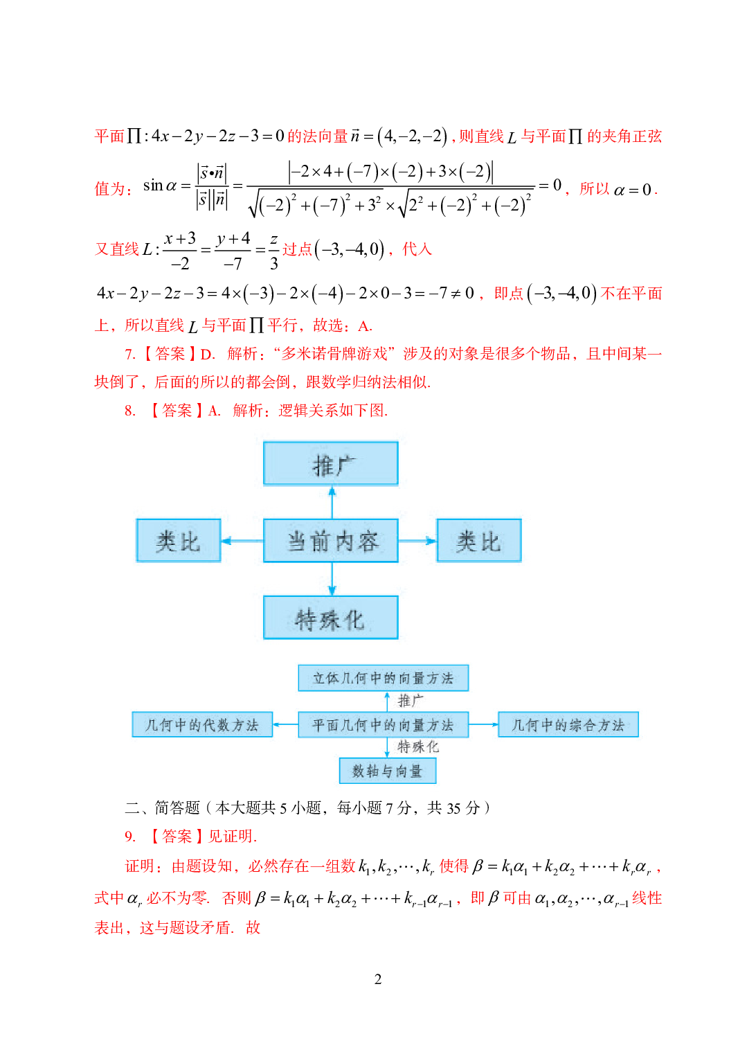 2021年全国教师资格证考试-中学笔试科目三《学科知识与教学能力》模拟卷3-高中数学答案解析.pdf 第2页