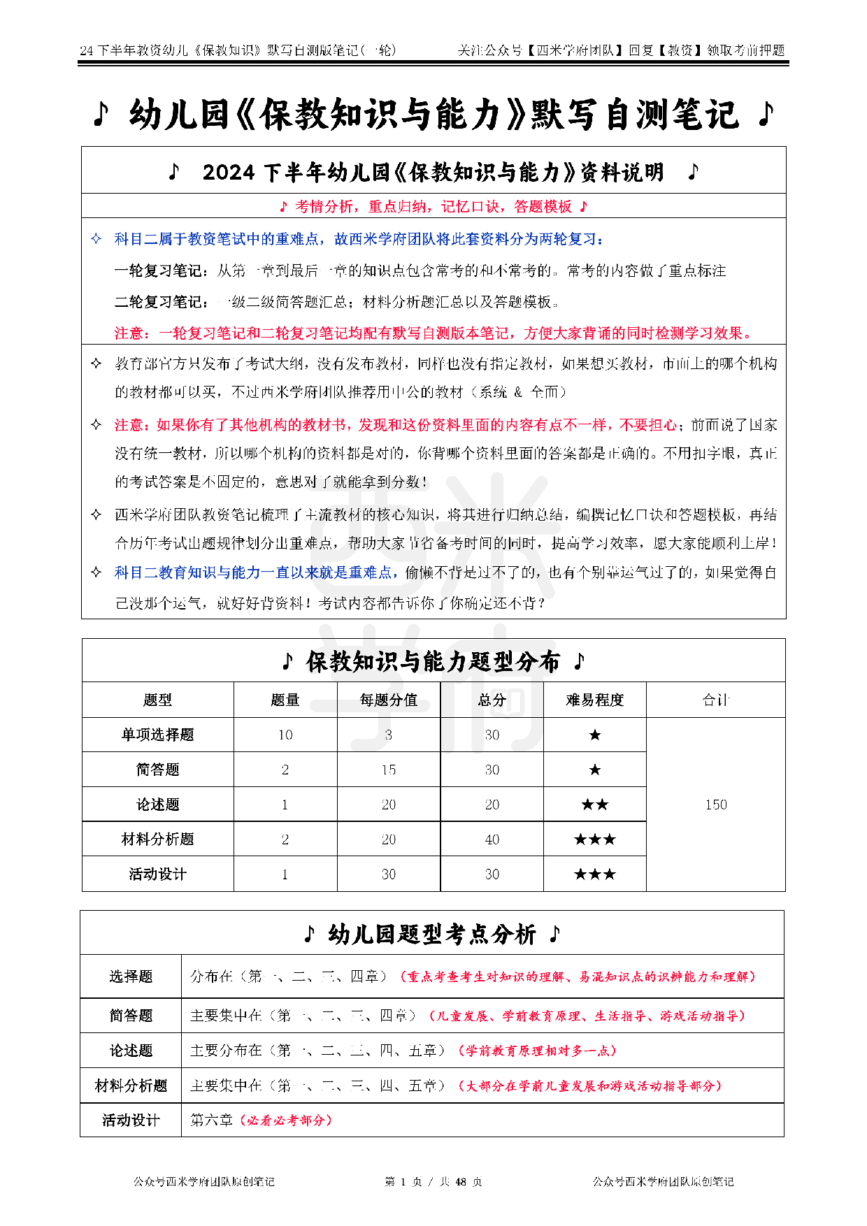 24年下幼儿园-《保教知识与能力》-一轮默写自测笔记.pdf 第1页