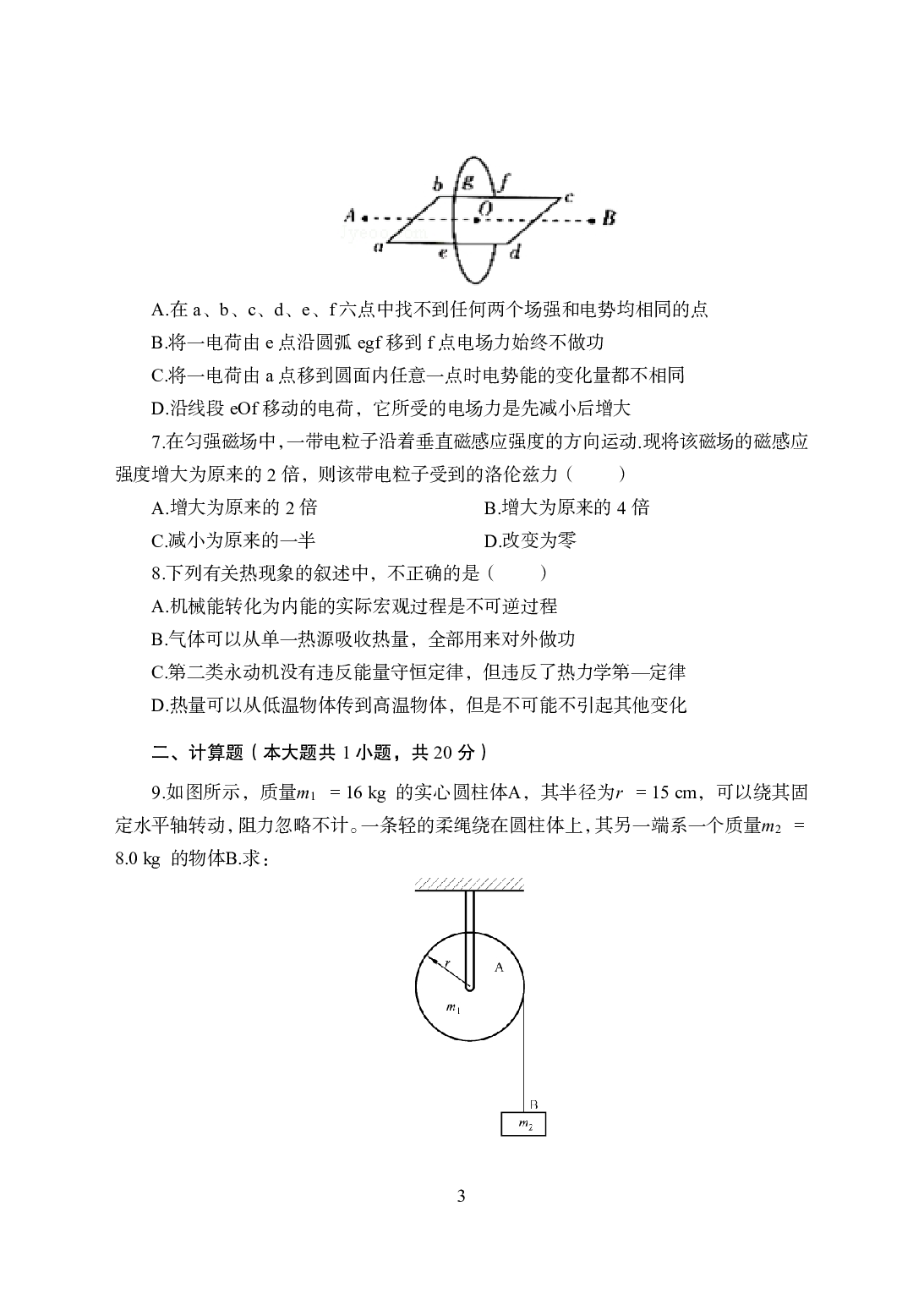 2021年全国教师资格证考试-中学笔试科目三《学科知识与教学能力》模拟卷2-高中物理.pdf 第3页